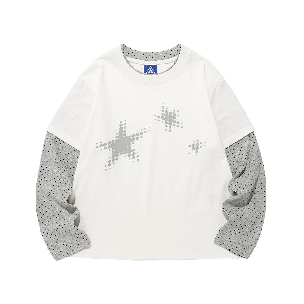 IK2FFMT556AWH ISTKUNST Star Dot Layerd LS Tee White