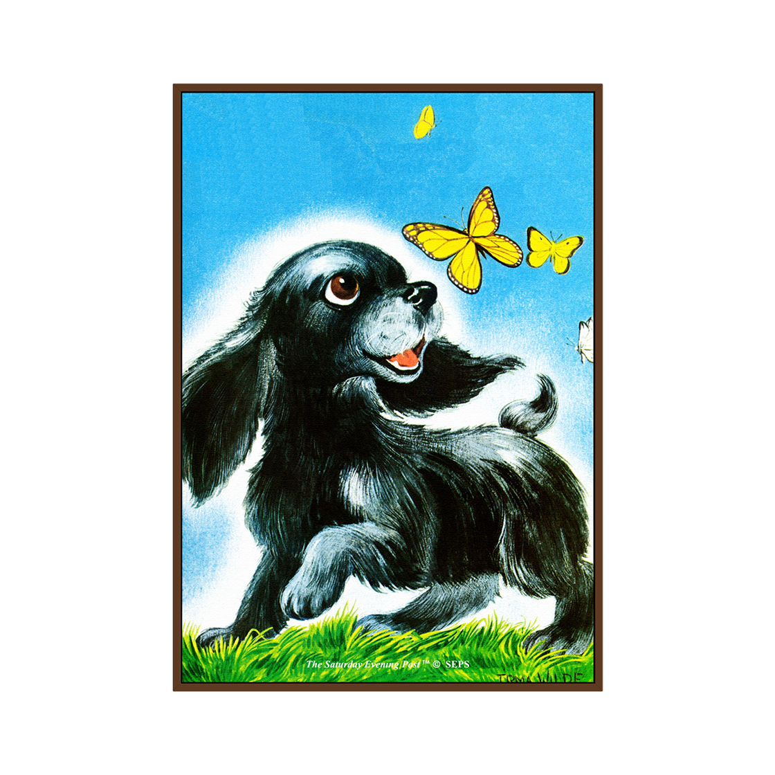 SFX3GD766A The Saturday Evening Post Framed Poster_Dog and Butterflies_A2