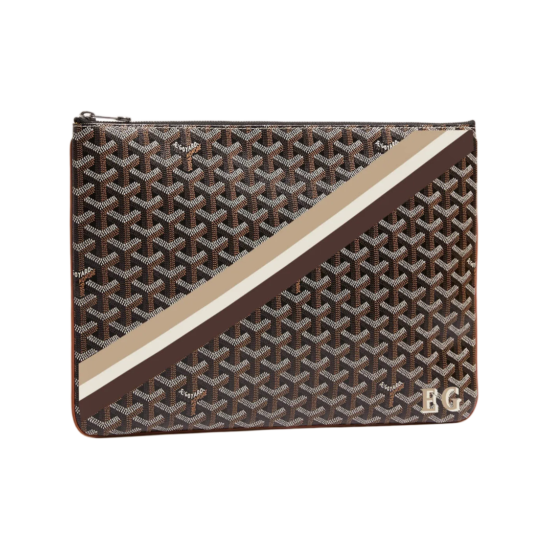 고야드 세나 MGM 파우치 스트라이프 앤 이니셜 블랙 탄(Goyard Senat MGM Pouch Stripes And Initials Black Tan) - 1