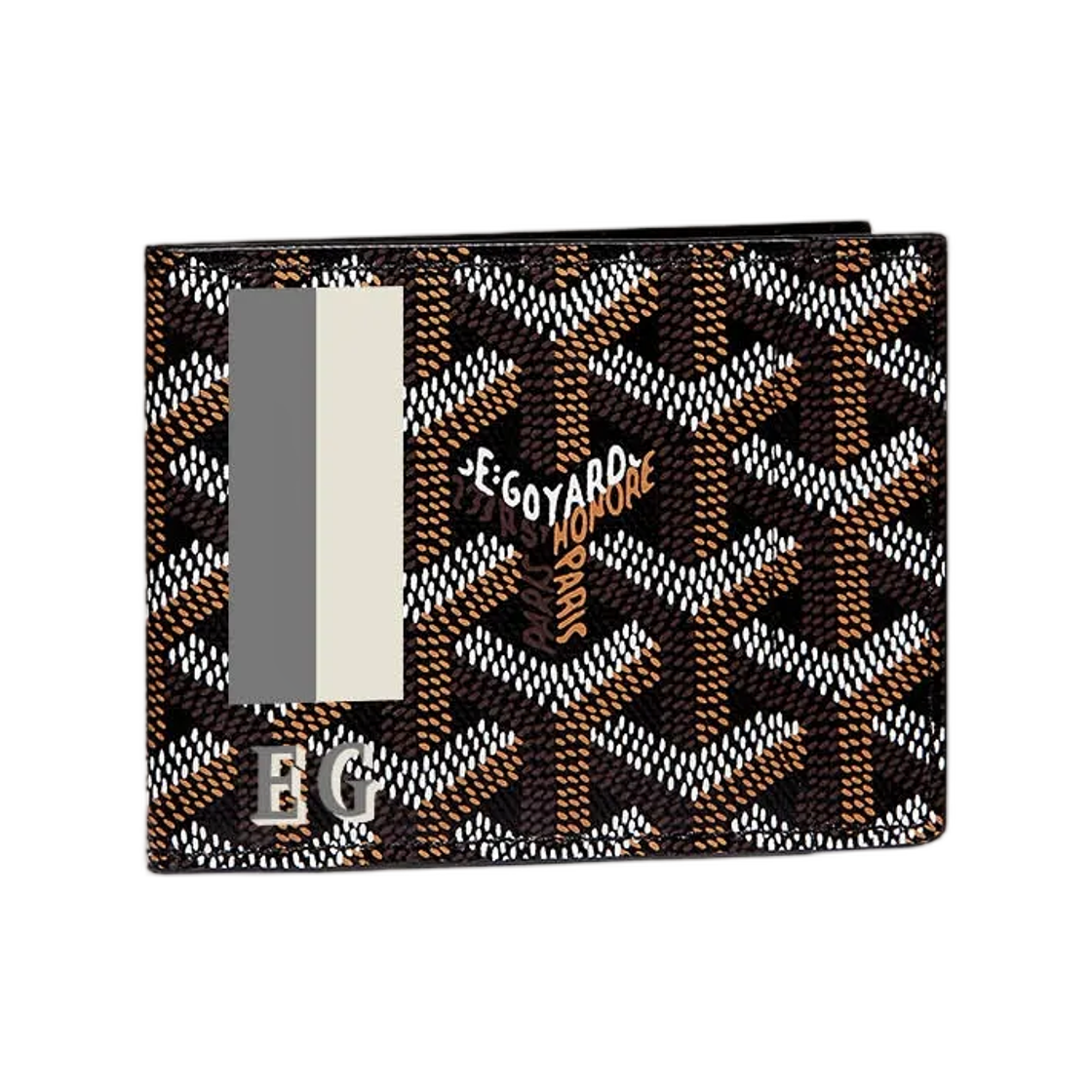 고야드 인서트 빅투아르 카드 월렛 스트라이프 앤 이니셜 블랙(Goyard Insert Victoire Card Wallet Stripes and Initials Black) - 1