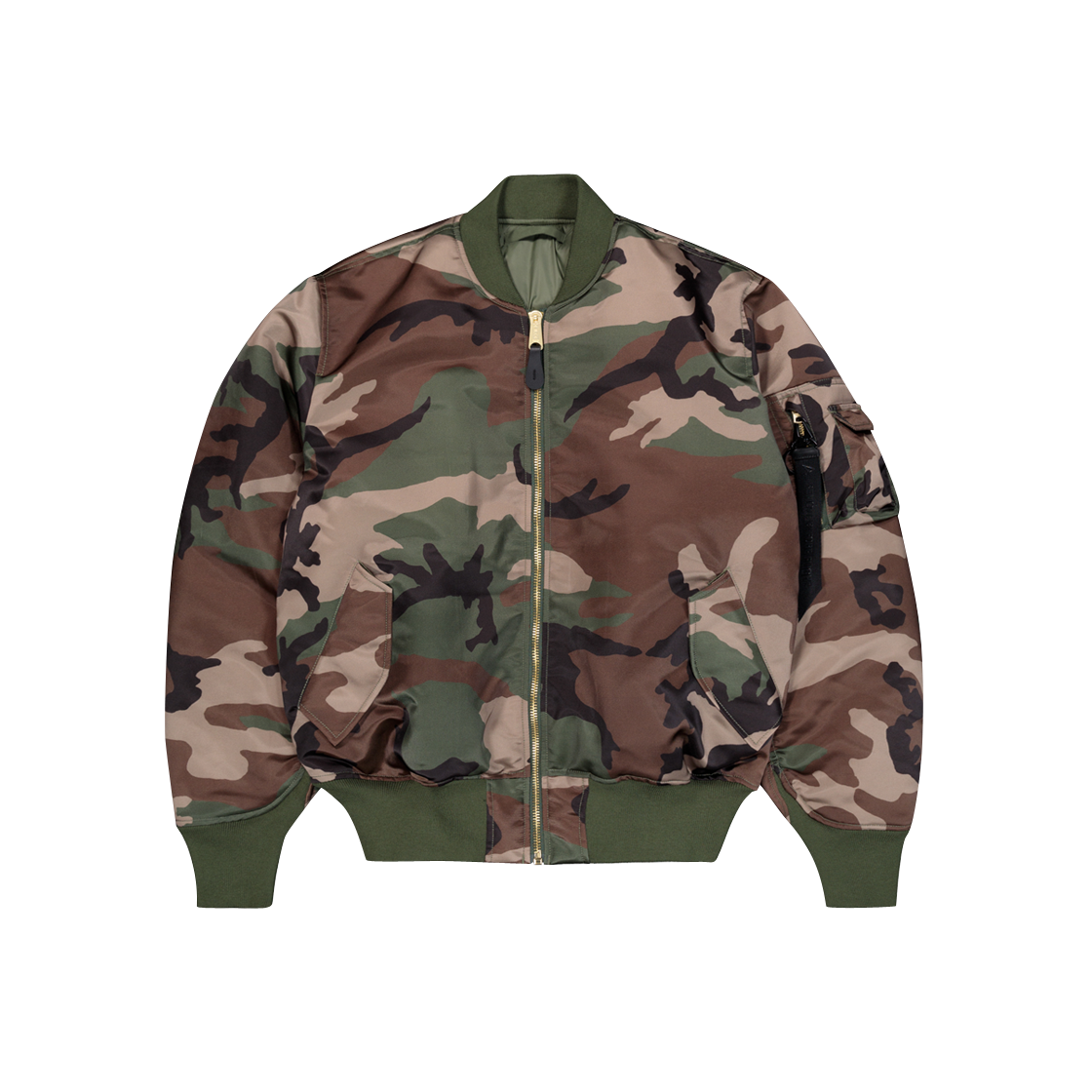 알파 인더스트리 MA-1 베이스 플라이트 자켓 카모 우드랜드 카모(ALPHA INDUSTRIES MA-1 Base Flight Jacket Camo Woodland Camo)