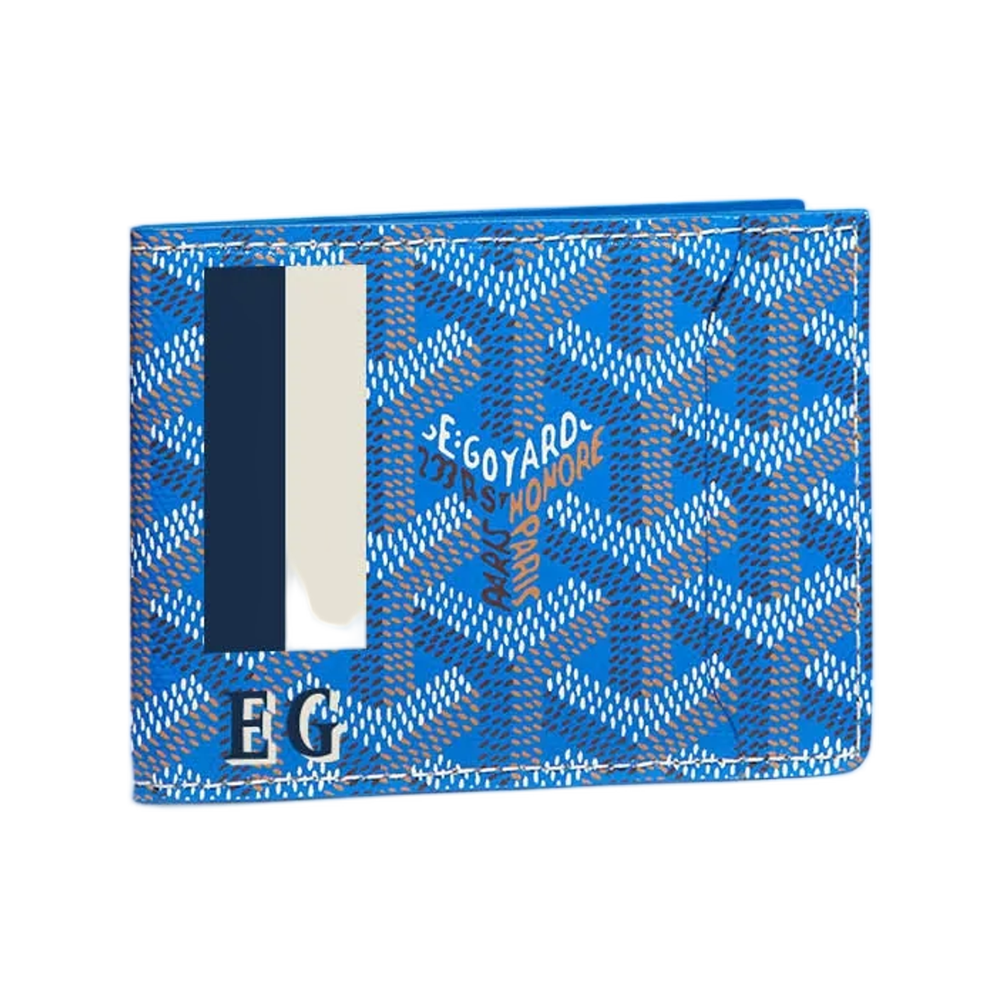 고야드 인서트 빅투아르 카드 월렛 스트라이프 앤 이니셜 스카이 블루(Goyard Insert Victoire Card Wallet Stripes and Initials Sky Blue) - 1