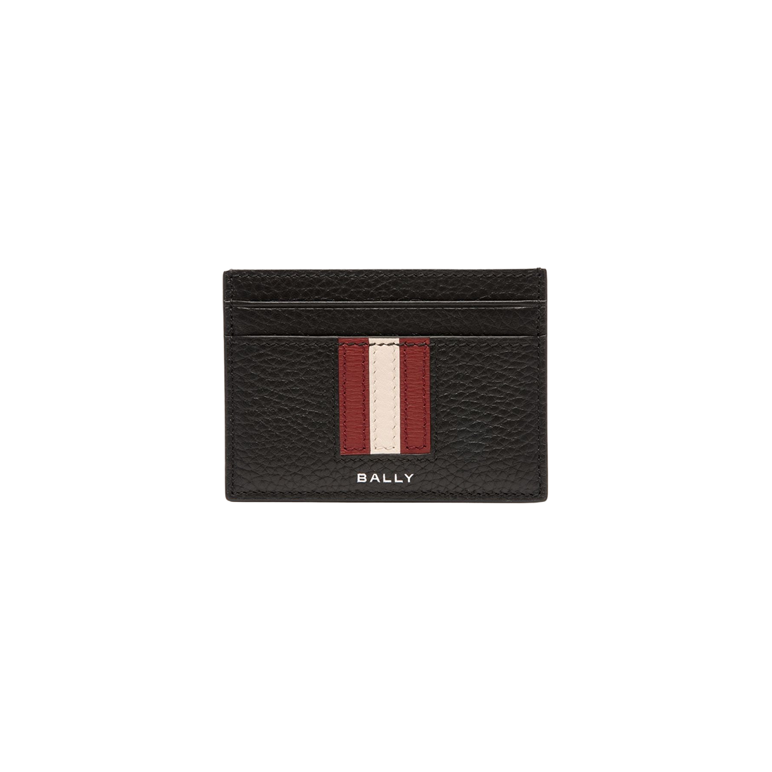 6306556 Bally Ribbon Card Holder in Grained Leather Black