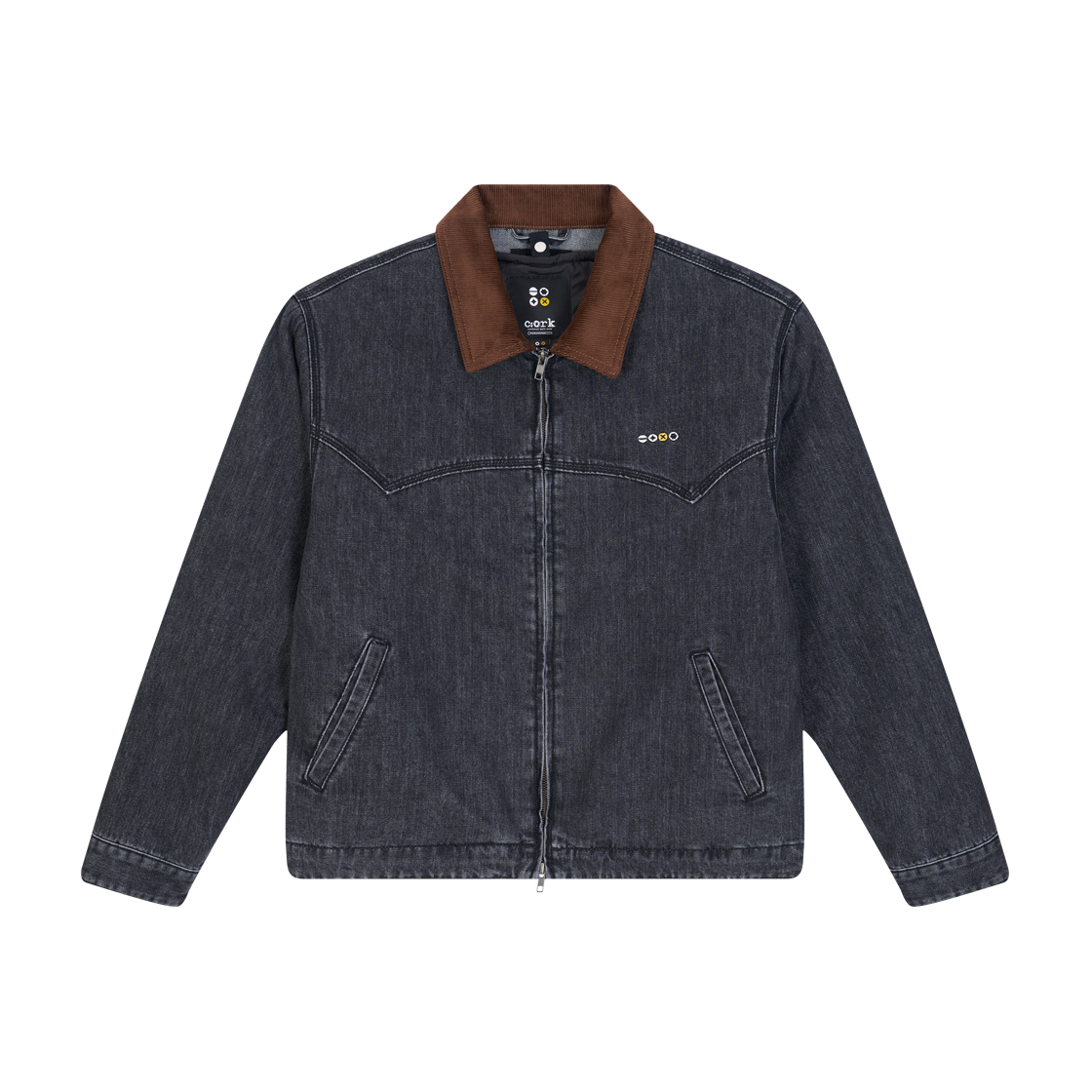 5FW02JK591 Ryul+Wai: Denim Two-Piece Zipup Work Jacket Black K5