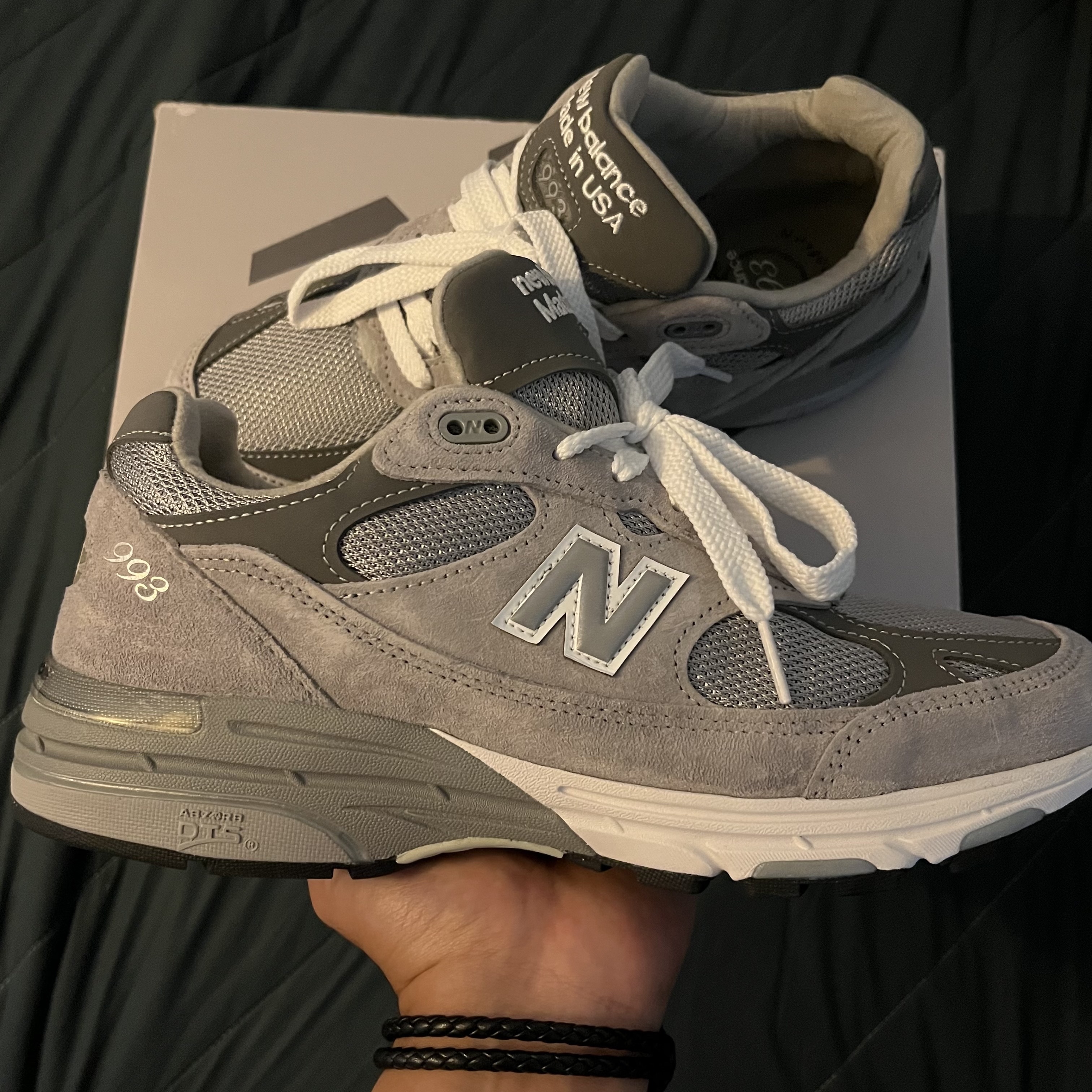 New Balance 993 Made in USA Grey - D Standard 착용 스타일 - 2