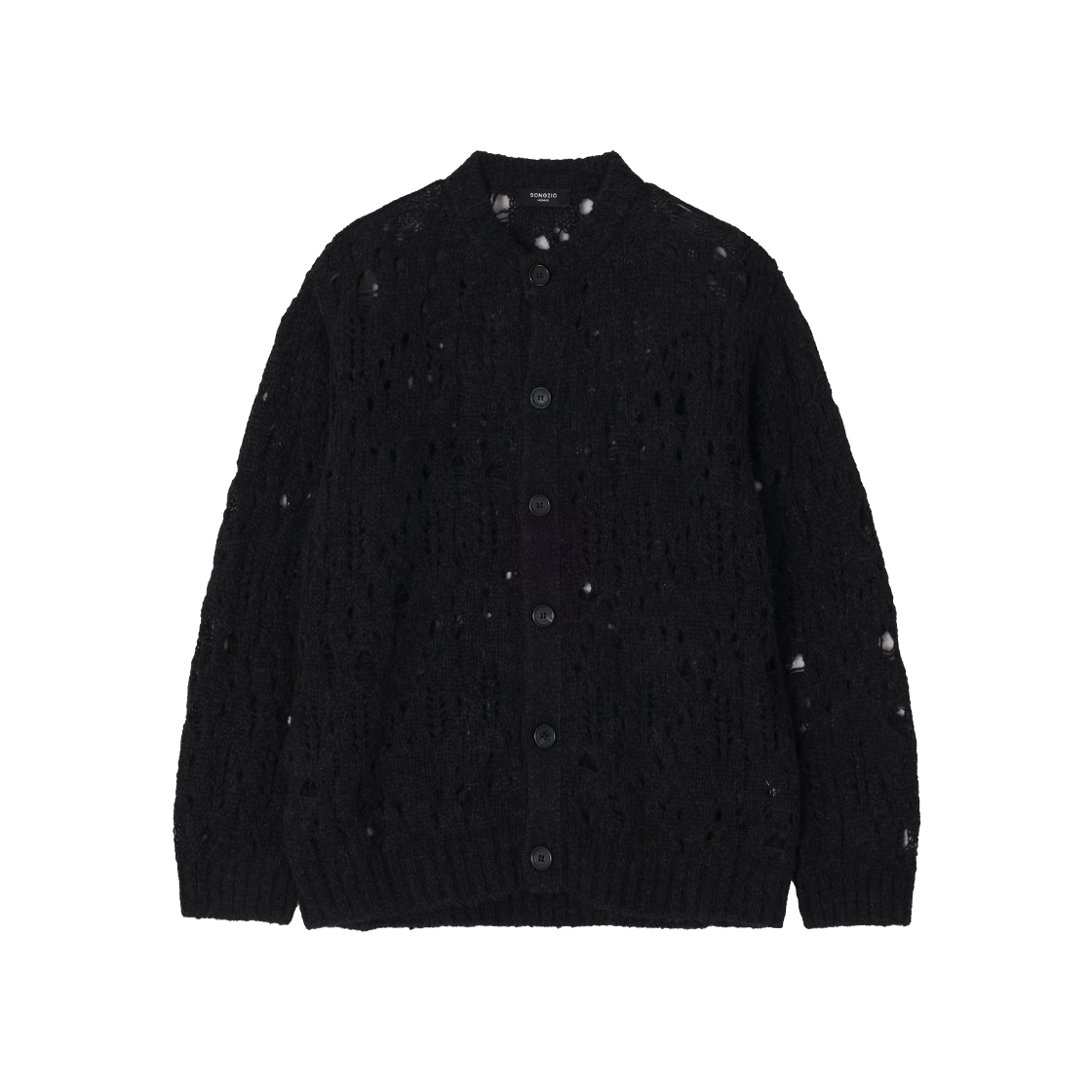 송지오옴므 데바스테이트 라운드넥 가디건 블랙