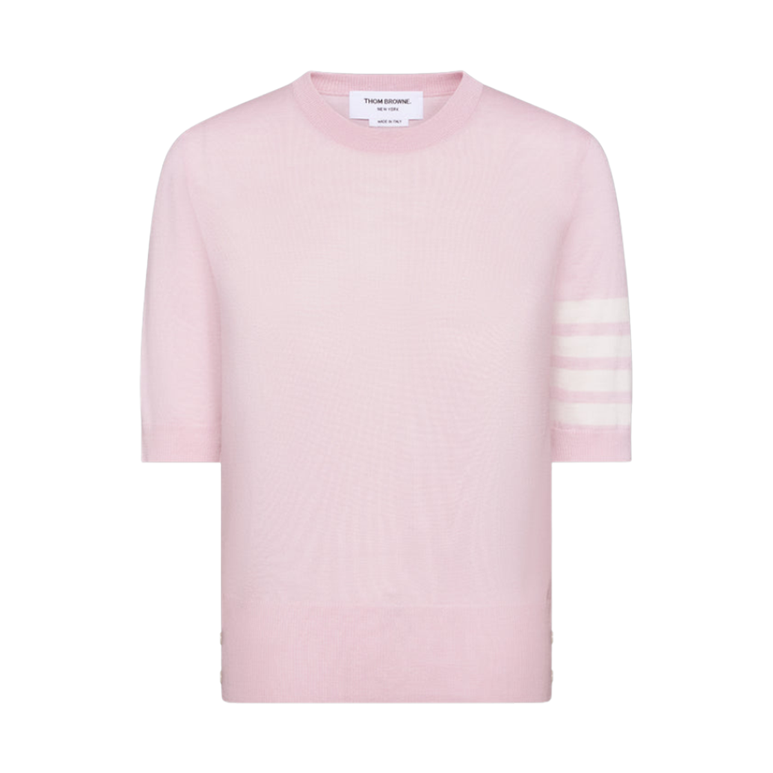 FKA471B-Y1014-680 (W) Thom Browne Fine Merino Wool 4-Bar T-Shirt Light Pink