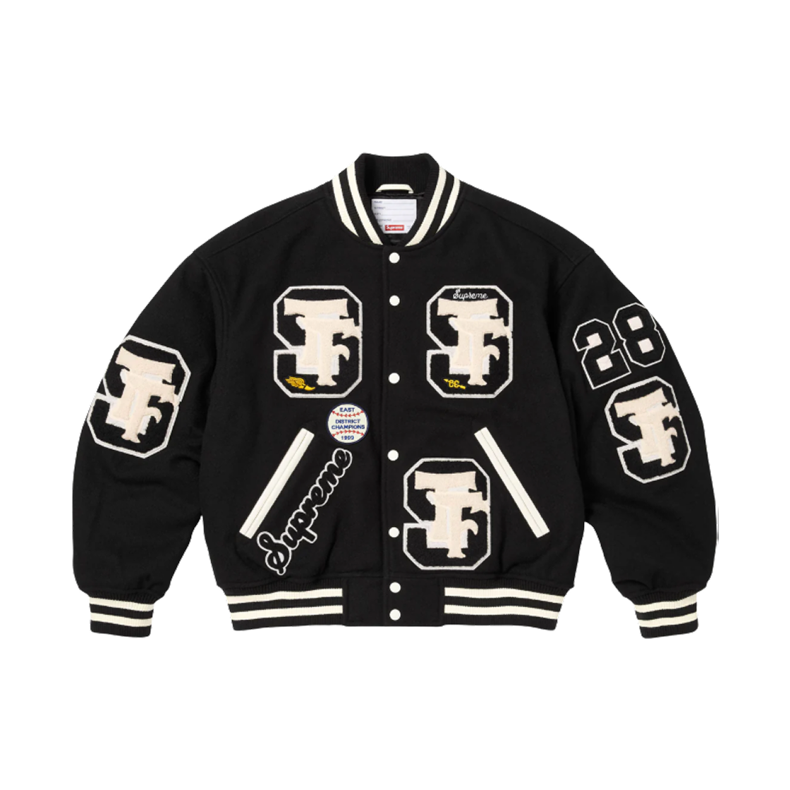 슈프림 드릴 팀 바시티 자켓 블랙 - 25FW(Supreme Drill Team Varsity Jacket Black - 25FW)
