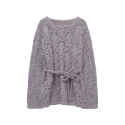 Margarin Fingers Corsage Pointelle Pullover Purple