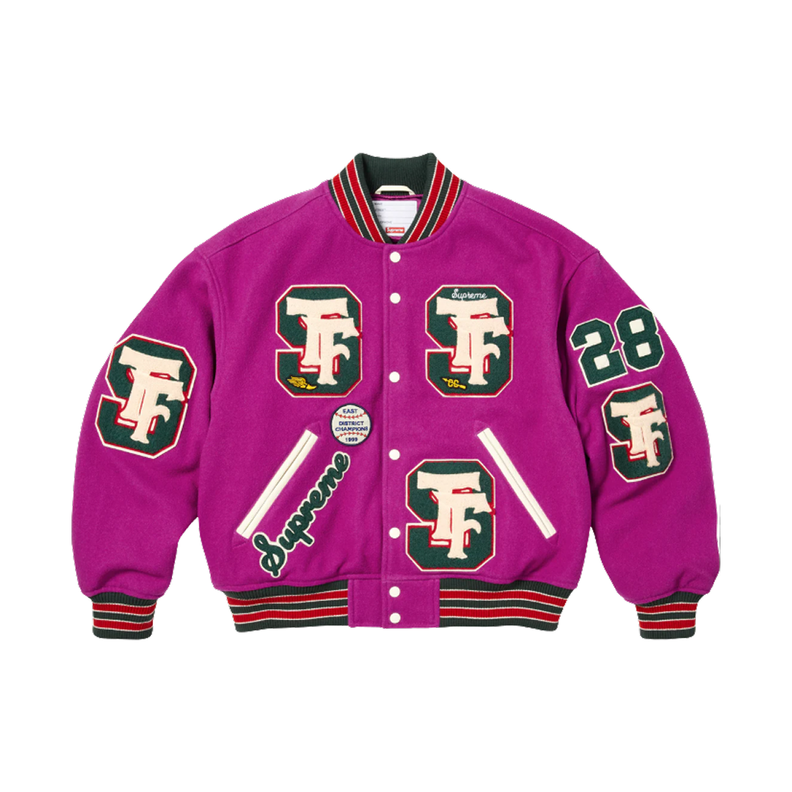 - Supreme Drill Team Varsity Jacket Magenta - 25FW