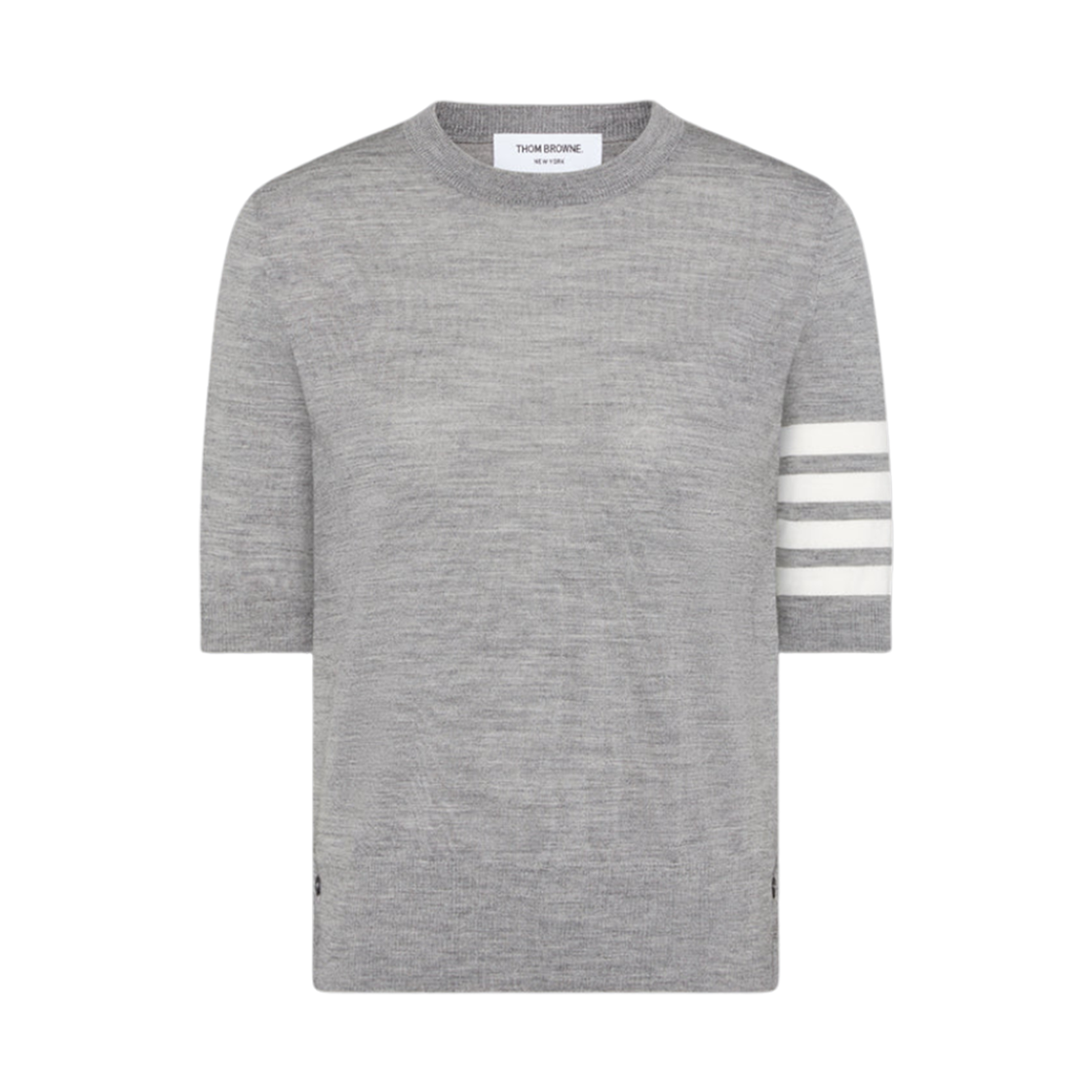 FKA471B-Y1014-055 (W) Thom Browne Fine Merino Wool 4-Bar T-Shirt Light Grey