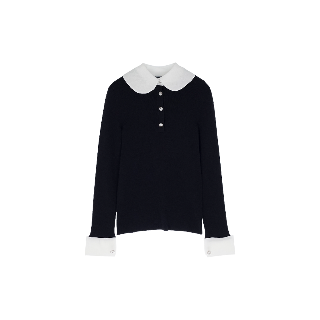 ITU8EE7VTF2R CHANEL 20B Collar Cuffs Wool Knit 38 Black/White