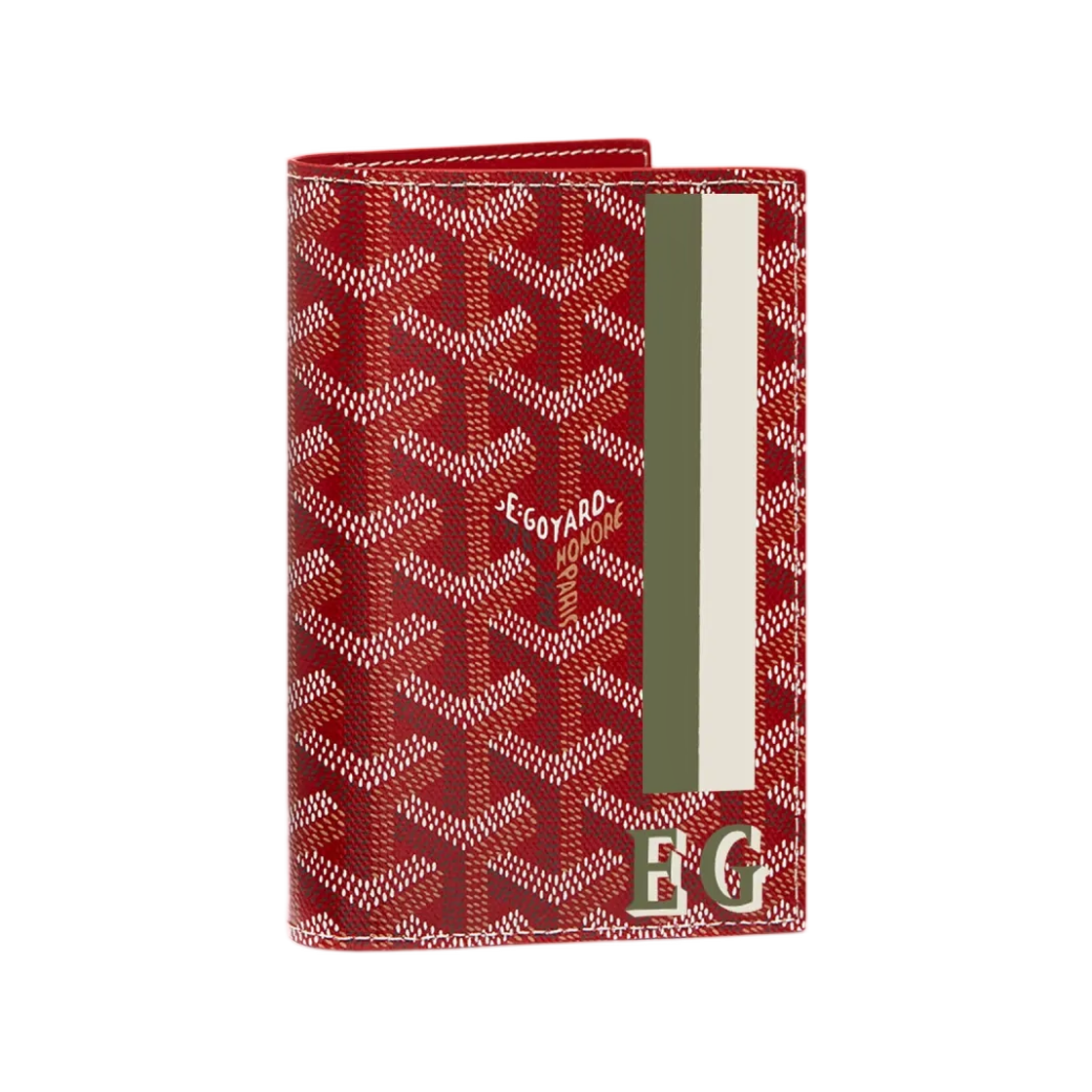고야드 그르넬 패스포트 커버 스트라이프 앤 이니셜 레드(Goyard Grenelle Passport Cover Stripes and Initials Red) - 1