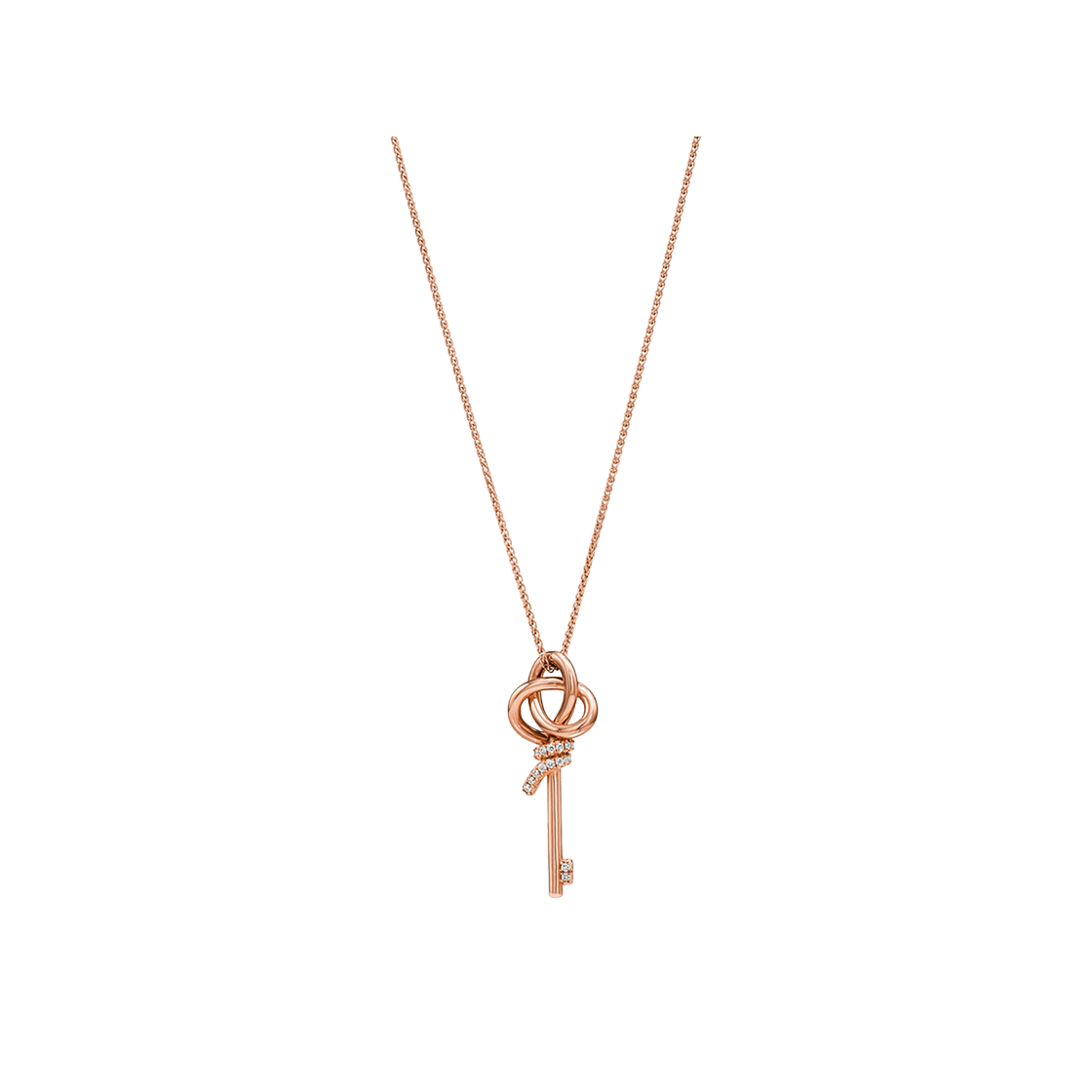 75364172/1364185345/75364164 Tiffany & Co. Tiffany Knot Mini Key Pendant 18K Rose Gold with Diamonds