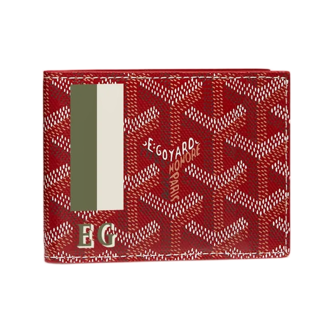 고야드 인서트 빅투아르 카드 월렛 스트라이프 앤 이니셜 레드(Goyard Insert Victoire Card Wallet Stripes and Initials Red) - 1