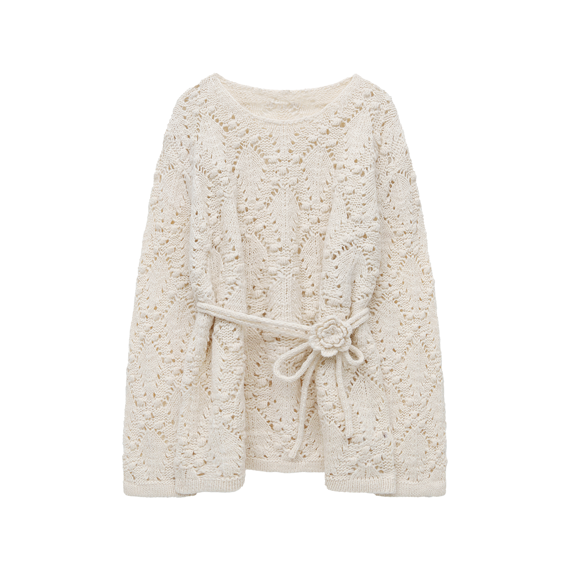 MF2579KN001MIVFR Margarin Fingers Corsage Pointelle Pullover Ivory