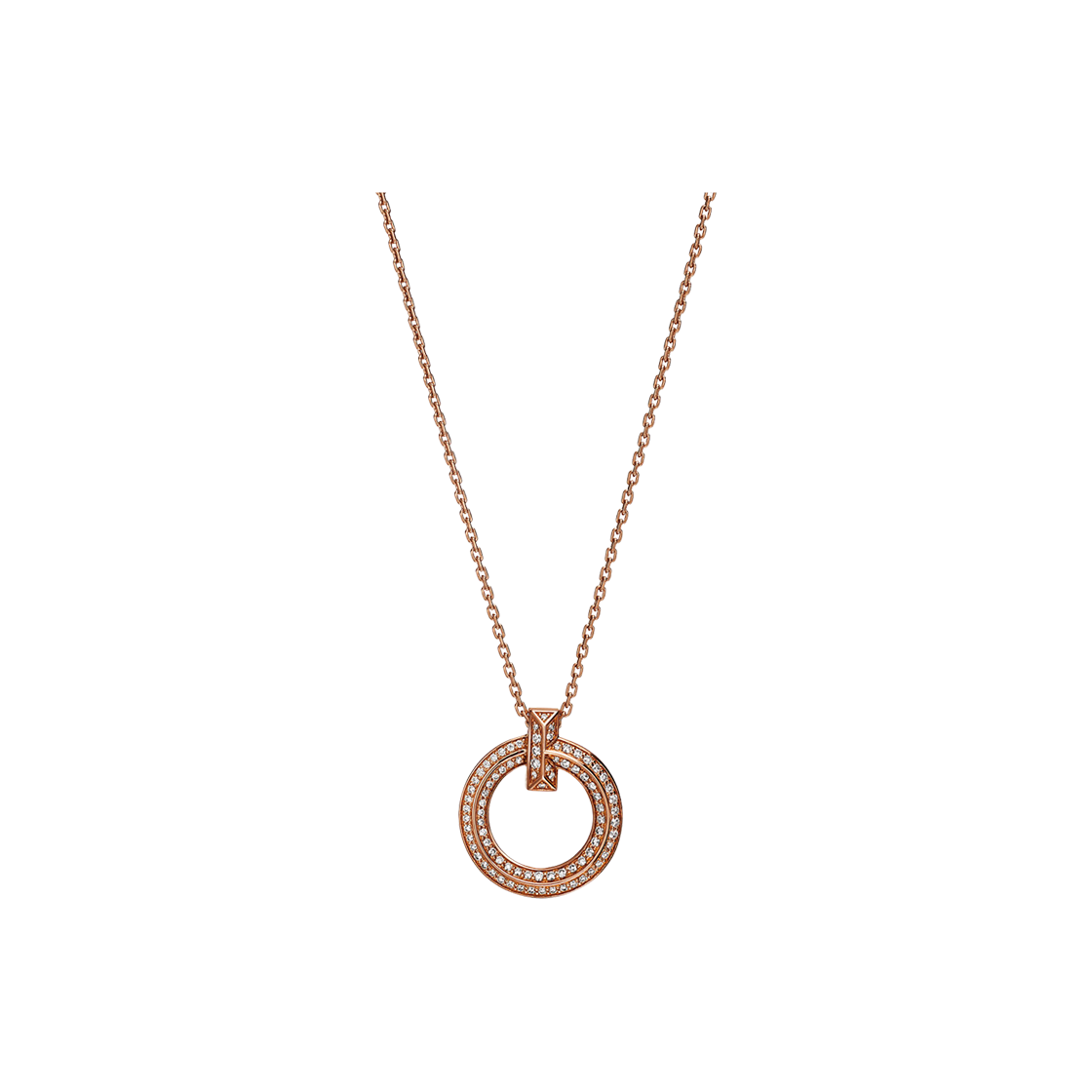 티파니 앤 코 T T1 네로우 써클 펜던트 로즈 골드 파베 다이아몬드(Tiffany & Co. T T1 Narrow Circle Pendant Rose Gold with Pave Diamonds) - 1