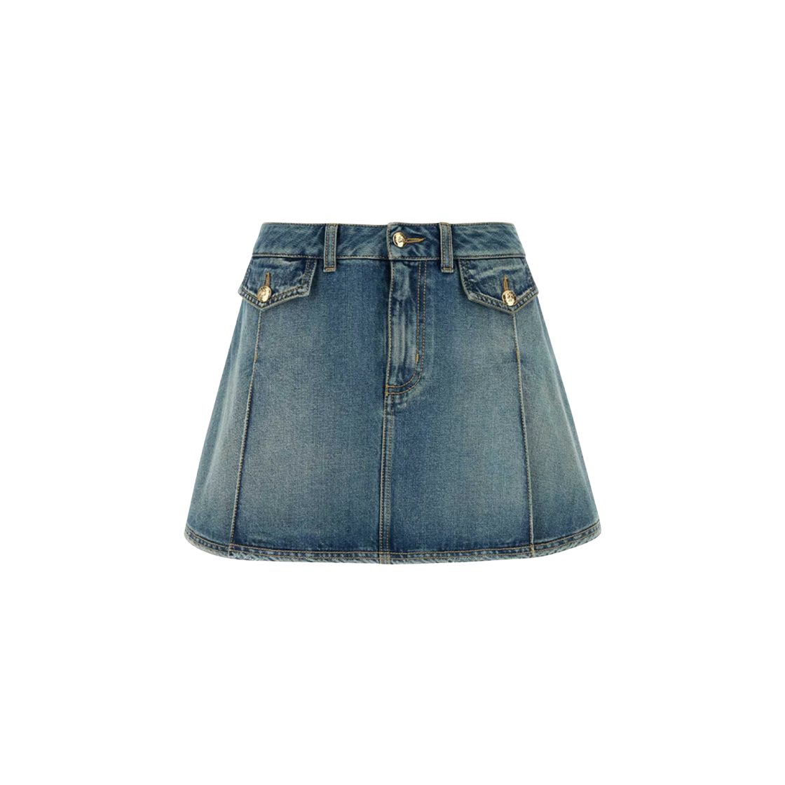 (W) 알렉산더 맥퀸 데님 미니 스커트 스톤 워시드((W) Alexander McQueen Denim Mini Skirt Stone Washed)