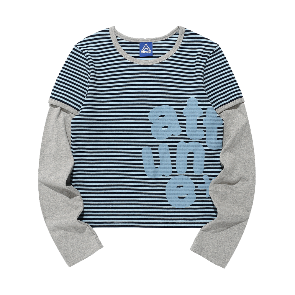 IK2FFFT552ABL ISTKUNST Attune Stripe Layerd LS Tee Blue