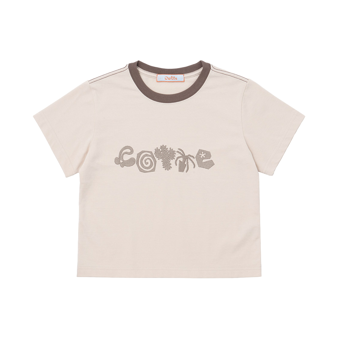 CT-JN02-TS04(CR) COTTE Doodle Garden Crop T-Shirt Cream