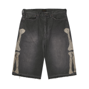 Kapital 14 oz. Denim 5P Bone Embroidery Short Pants Black