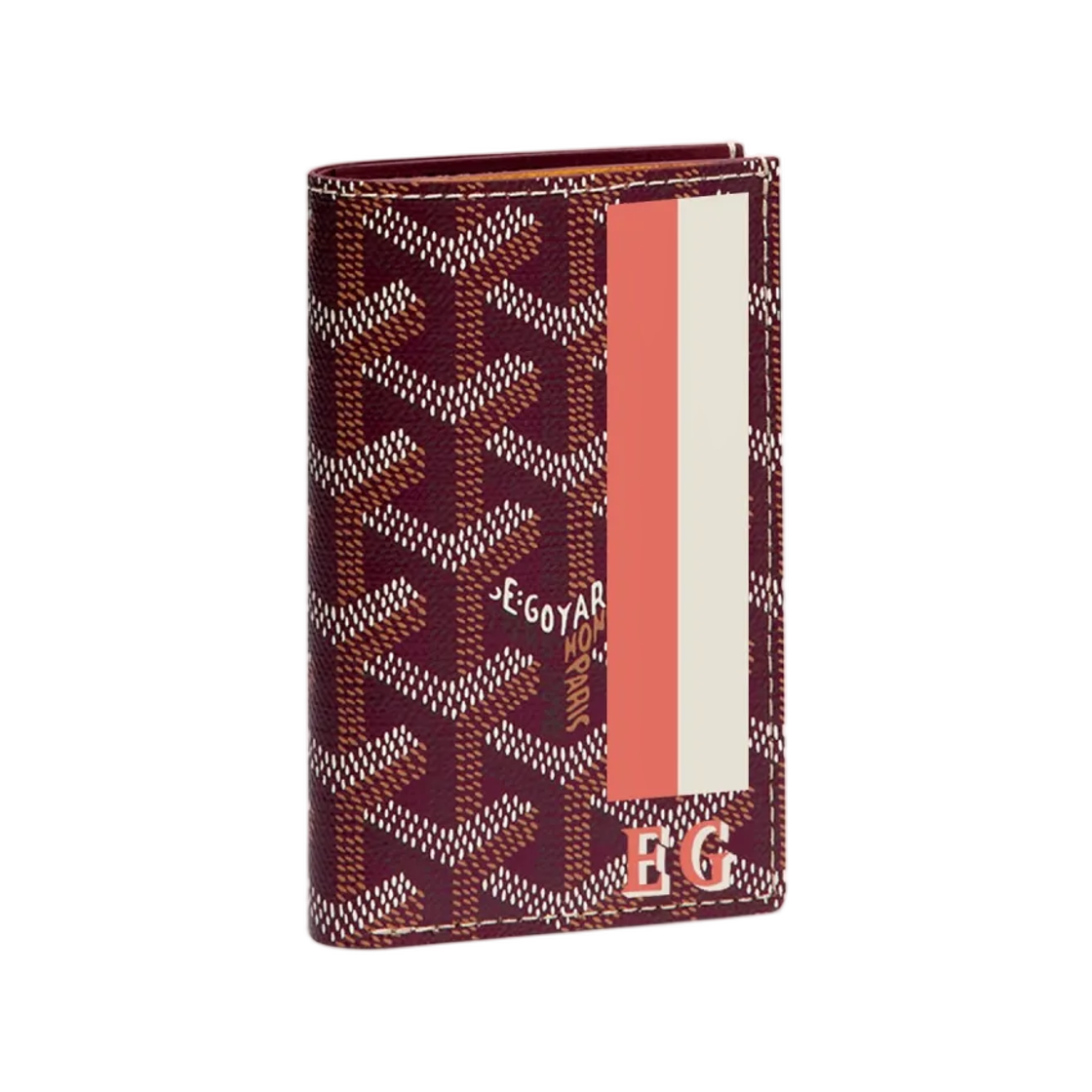 고야드 생피에르 카드 월렛 스트라이프 앤 이니셜 버건디(Goyard Saint Pierre Card Wallet Stripes and Initials Burgundy) - 1