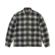 Supreme Studded Shadow Plaid Zip Up Shirt Black - 25FW