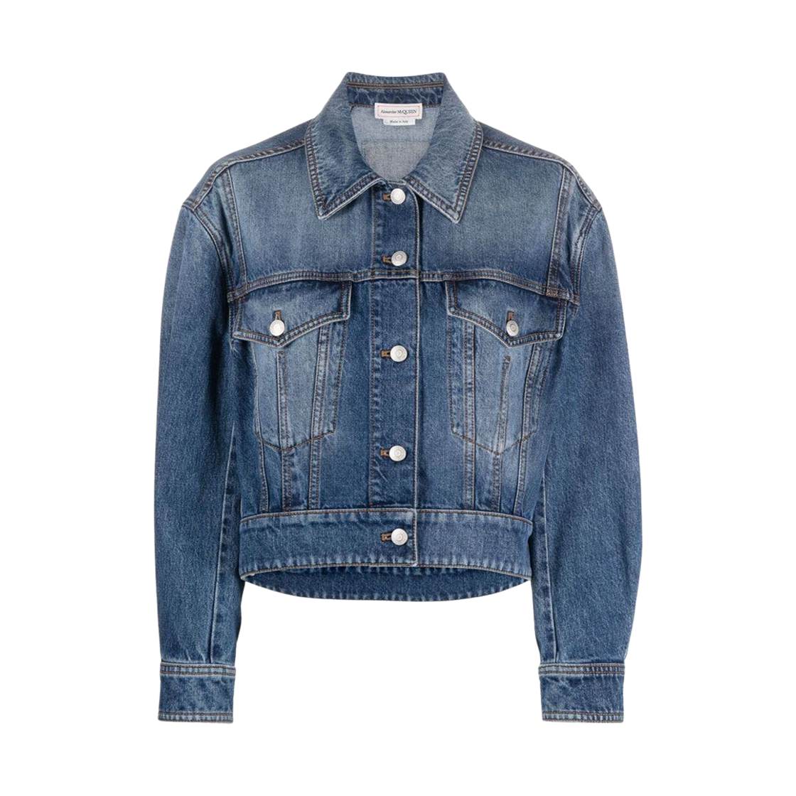 775898QMABJ4109 (W) Alexander McQueen Cropped Denim Jacket Blue