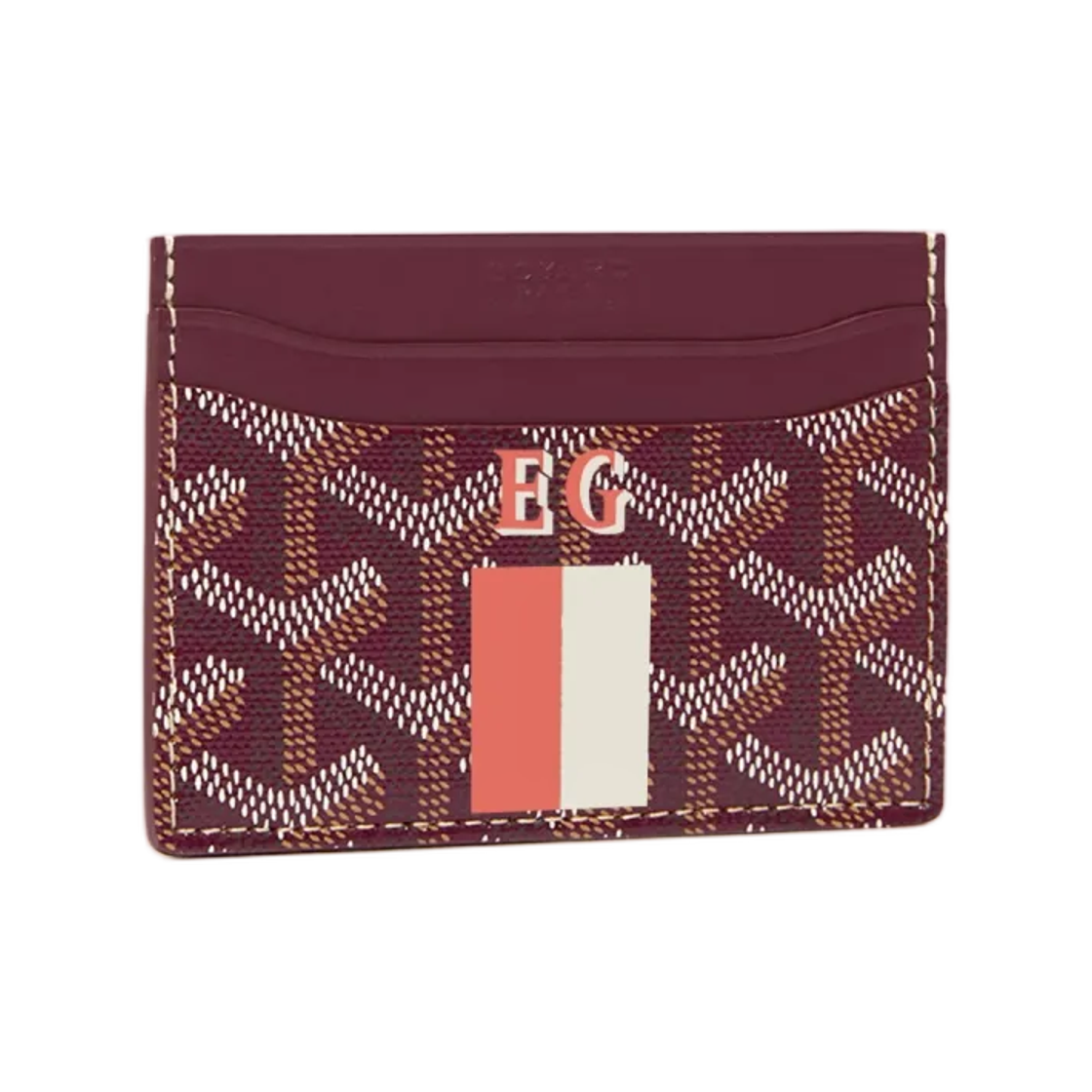 고야드 생쉴피스 카드 월렛 스트라이프 앤 이니셜 버건디(Goyard Saint Sulpice Card Wallet Stripes and Initials Burgundy) - 1