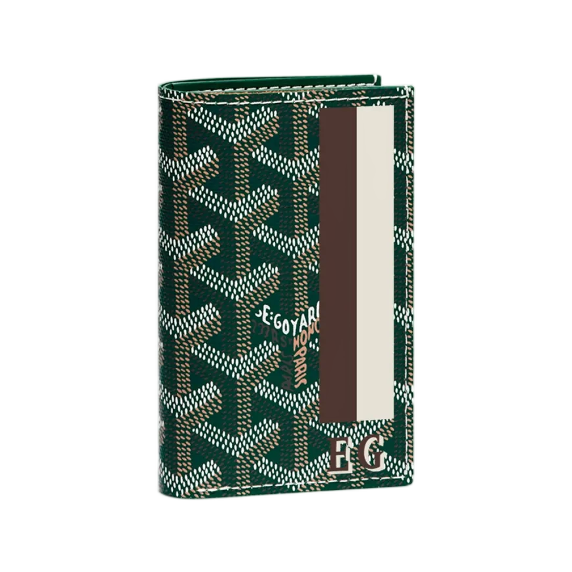 고야드 생피에르 카드 월렛 스트라이프 앤 이니셜 그린(Goyard Saint Pierre Card Wallet Stripes and Initials Green) - 1