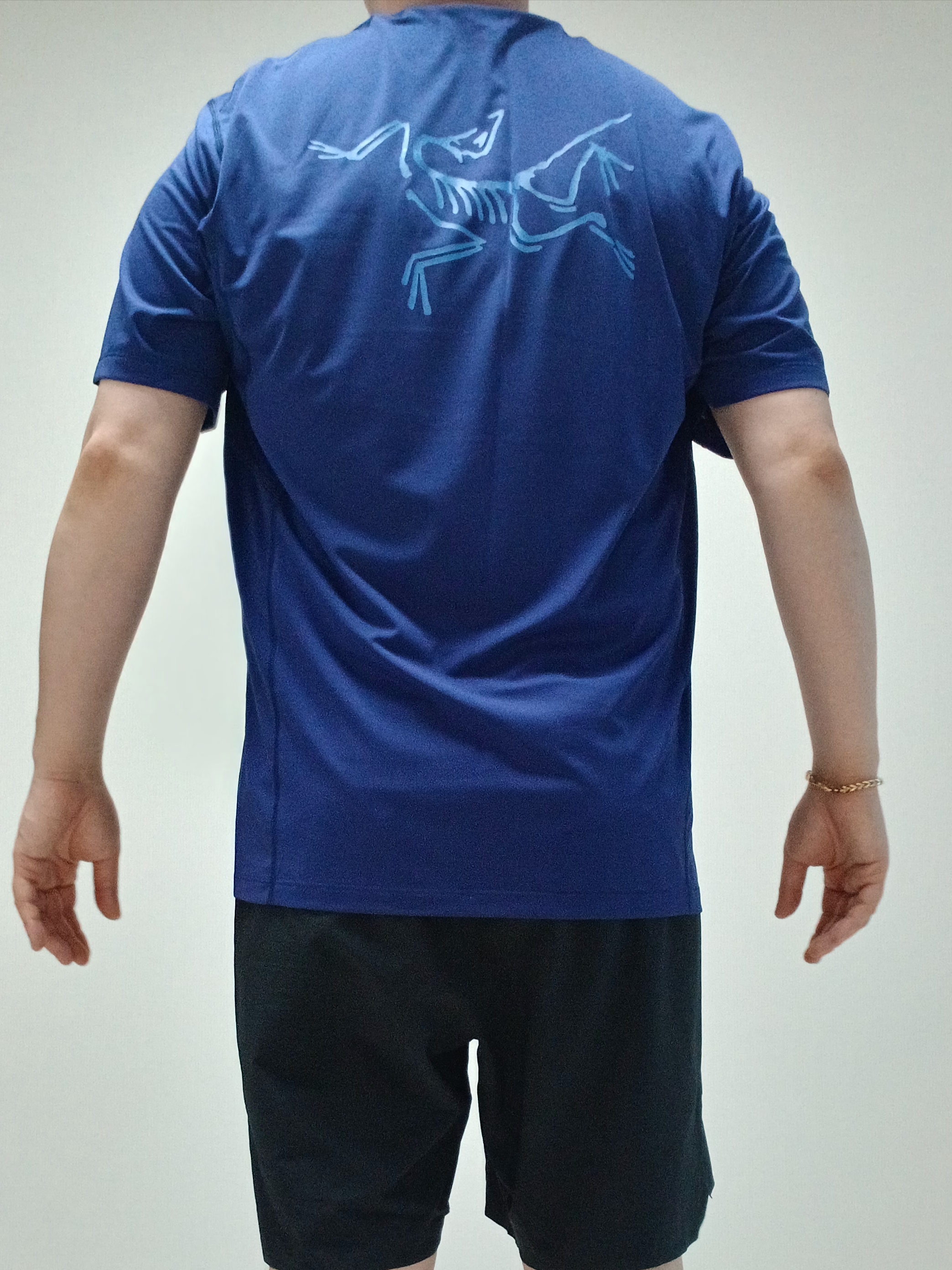 Arc'teryx Motus Arcword Crew SS T-Shirt Soulsonic Heather, Arc'teryx Norvan Shorts 7 Inch Black 착용 스타일 - 9
