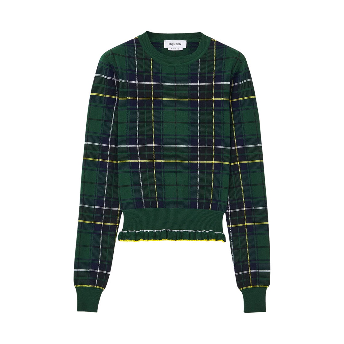 839787Q1BEL3072 (W) Alexander McQueen Wool Tartan Jumper Dark Green Blue