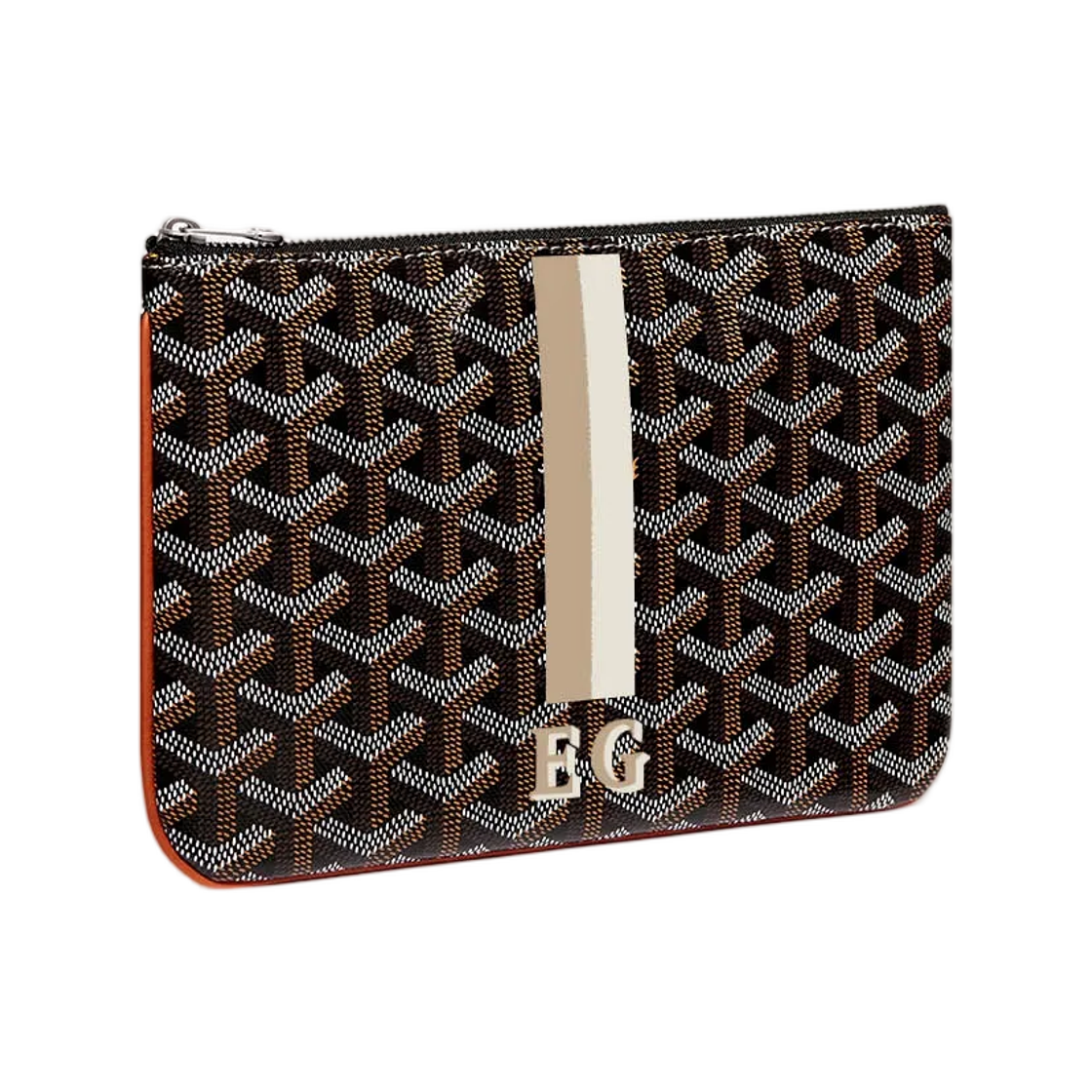 고야드 세나 PM 파우치 스트라이프 앤 이니셜 블랙 탄(Goyard Senat PM Pouch Stripes and Initials Black Tan) - 1