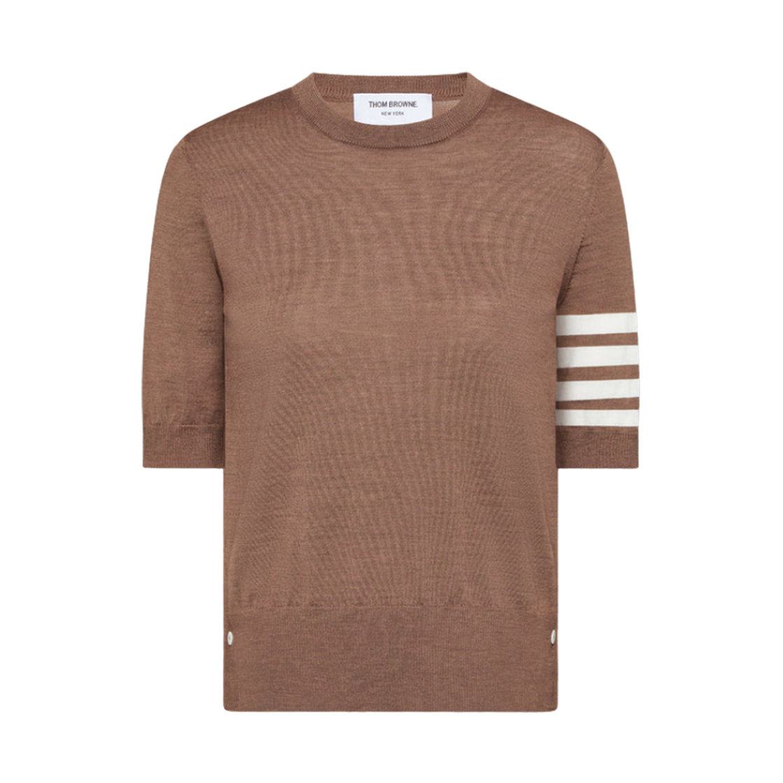 FKA471B-Y1014-266 (W) Thom Browne Fine Merino Wool 4-Bar T-Shirt Walnut