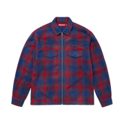 Supreme Studded Shadow Plaid Zip Up Shirt Navy - 25FW