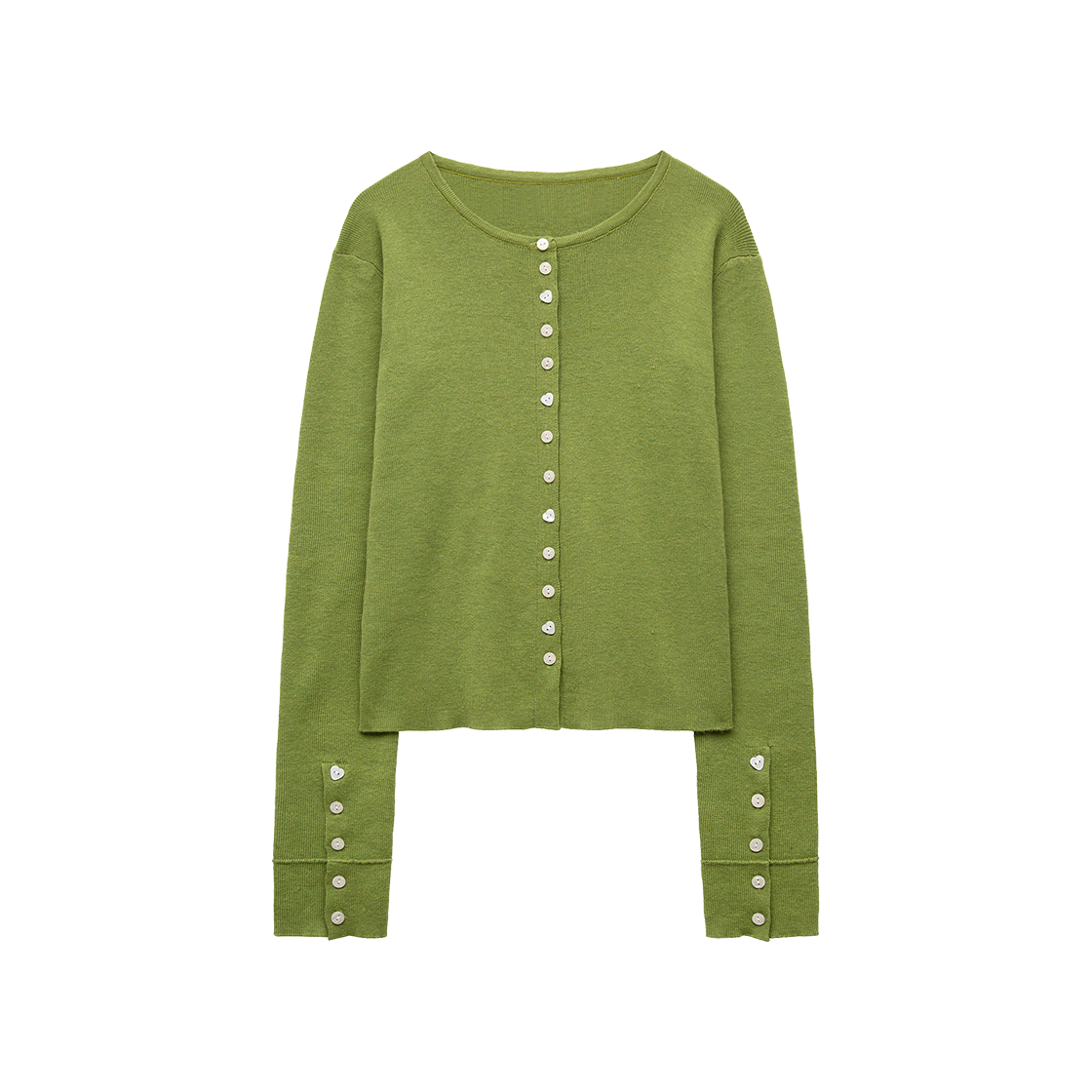 MF2579CD002MOLFR Margarin Fingers Heart Button Slim Cardigan Olive