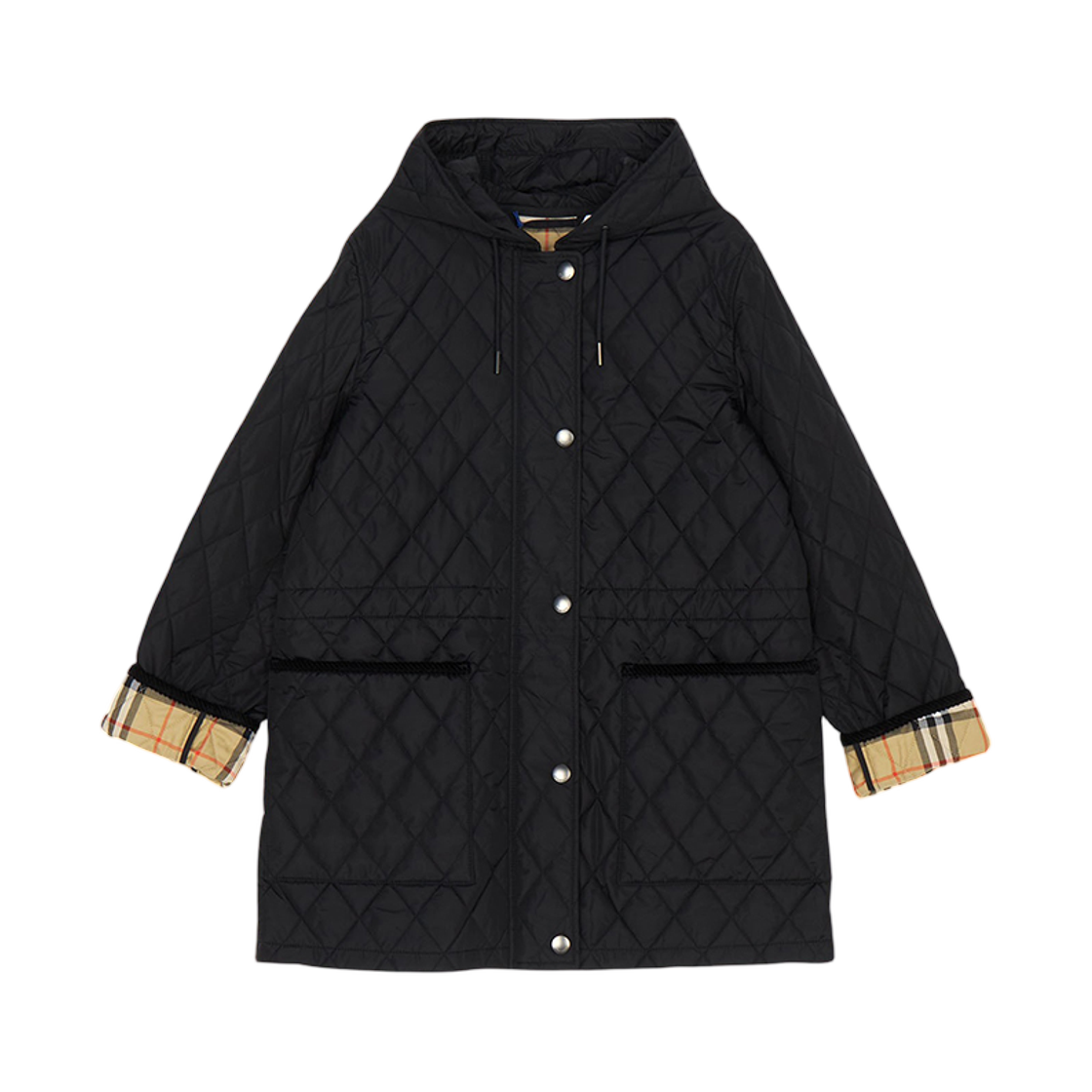 (W) 버버리 브롬리 후드 퀼팅 자켓 블랙((W) Burberry Bromley Hood Quilted Jacket Black) - 1