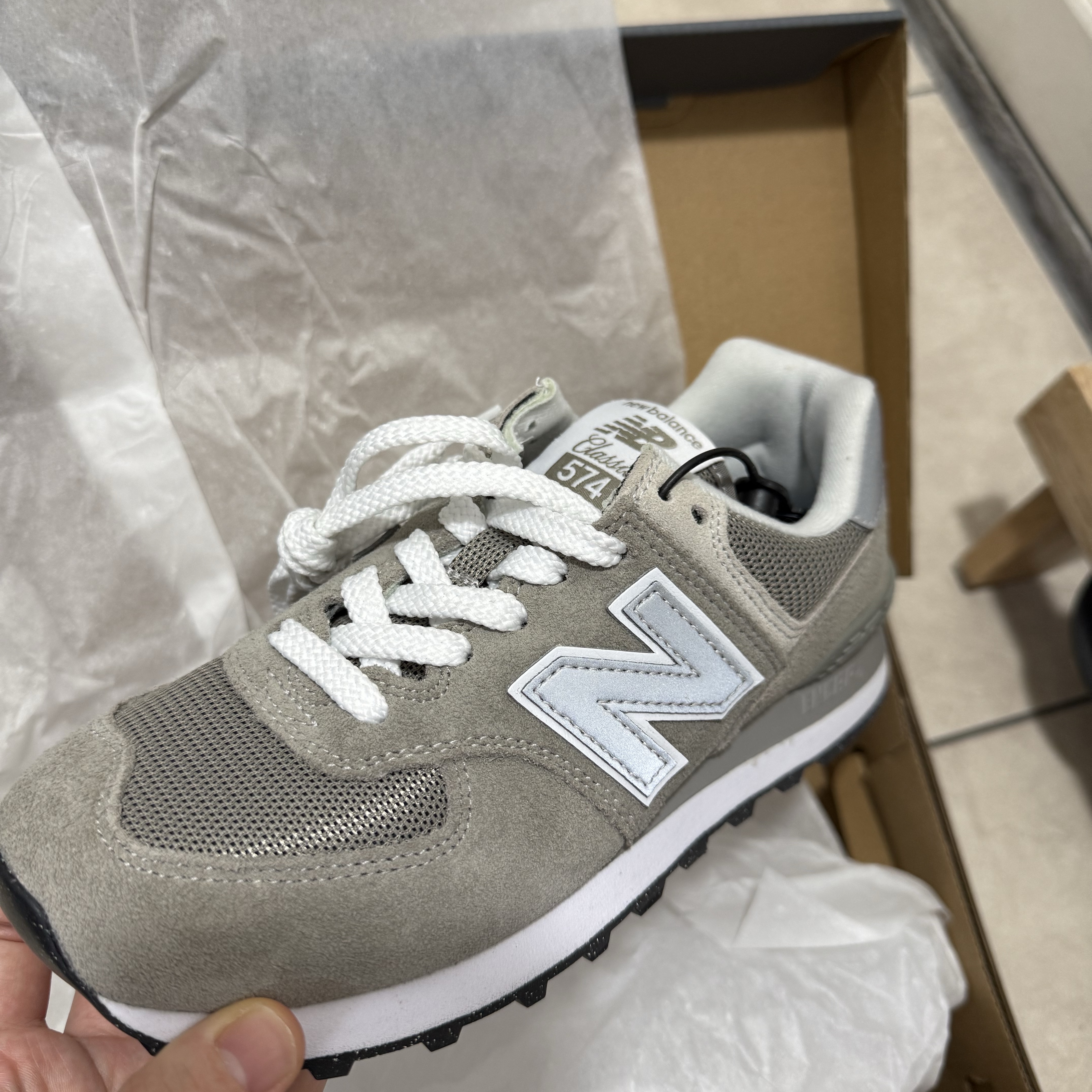 (W) New Balance 574 Worn By Anyone Grey - B Standard 착용 스타일 - 2