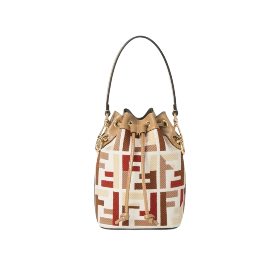 8BS093AYDFF1TVK Fendi Mon Tresor Canvas Mini Bag with FF Embroidery Multicolor