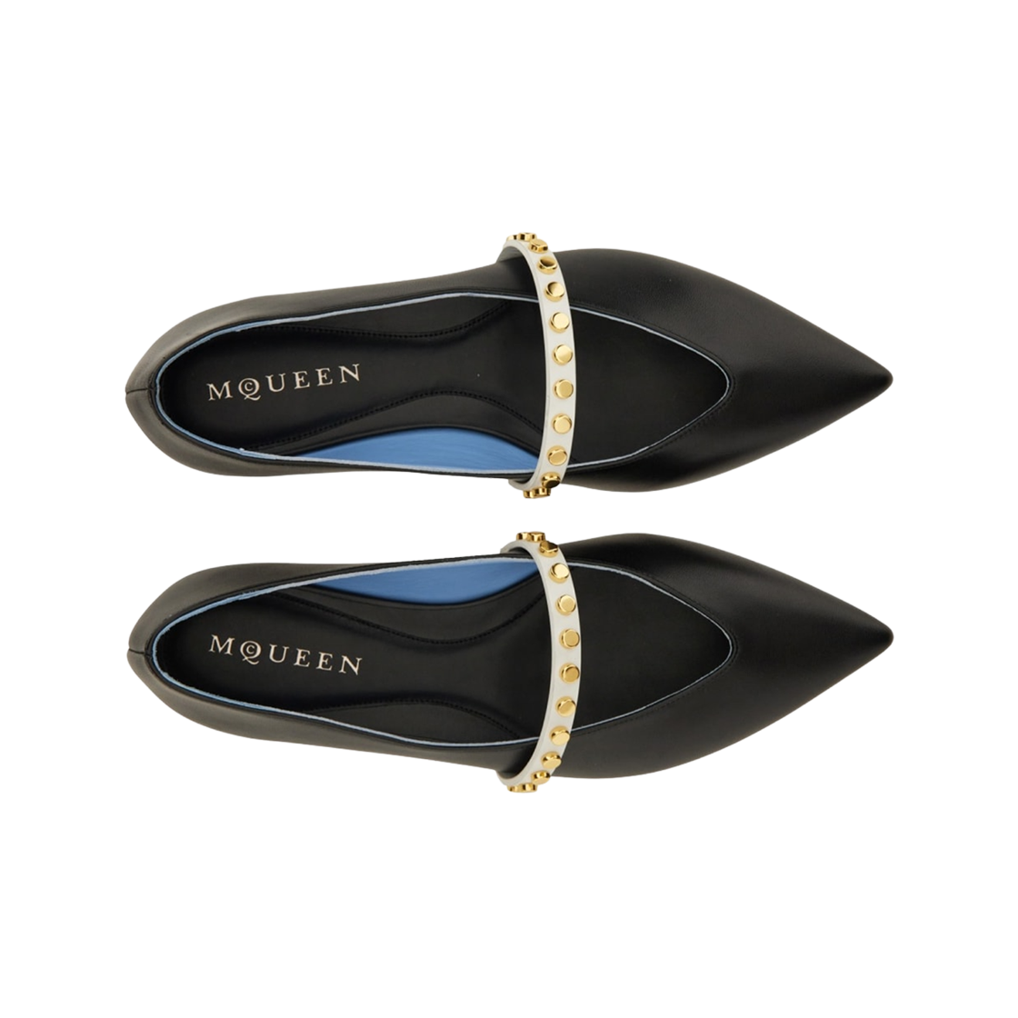(W) 알렉산더 맥퀸 포인티드 토 엠벨리시드 플랫 블랙((W) Alexander McQueen Pointed Toe Embellished Flat Black) - 2