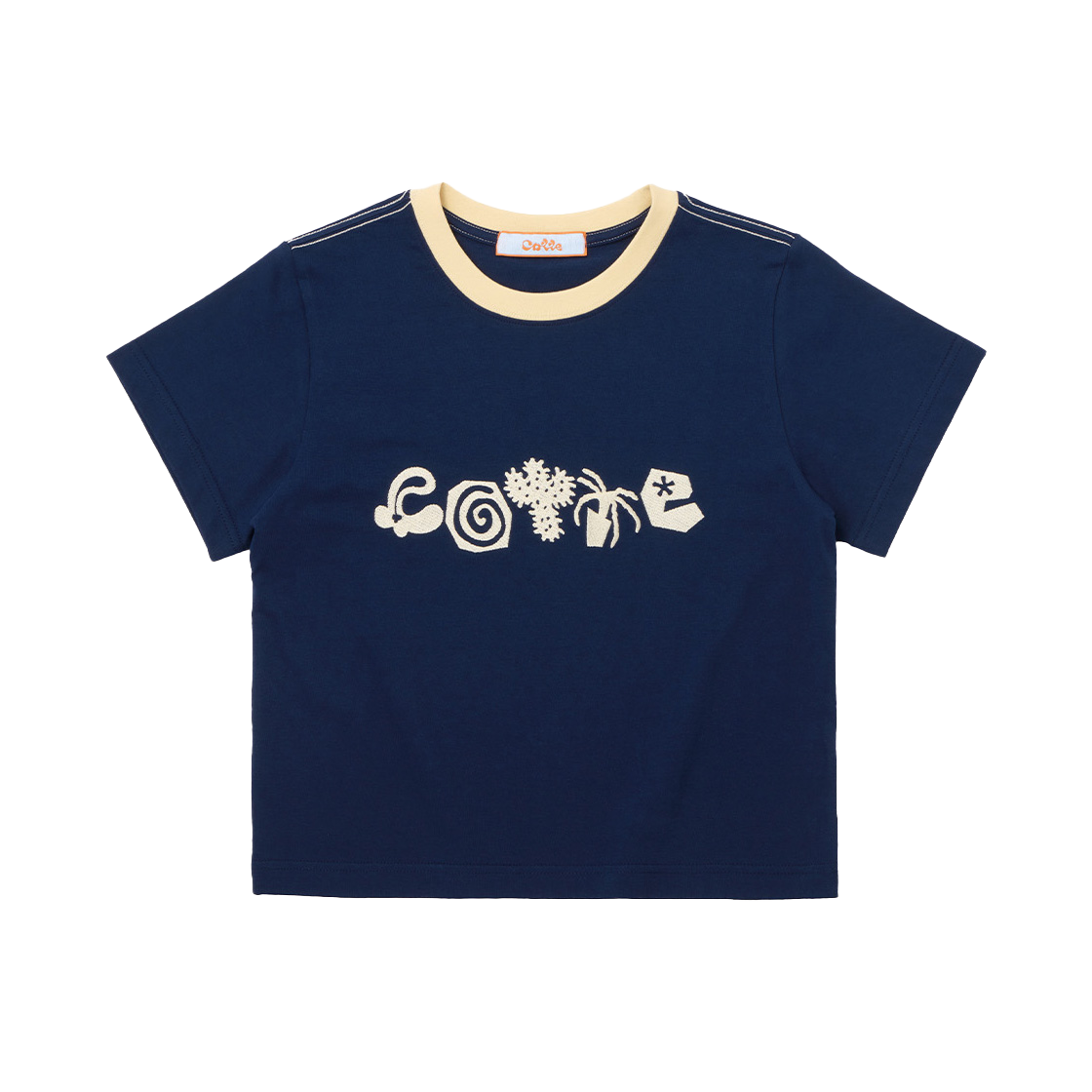 CT-JN02-TS04(NV) COTTE Doodle Garden Crop T-Shirt Navy