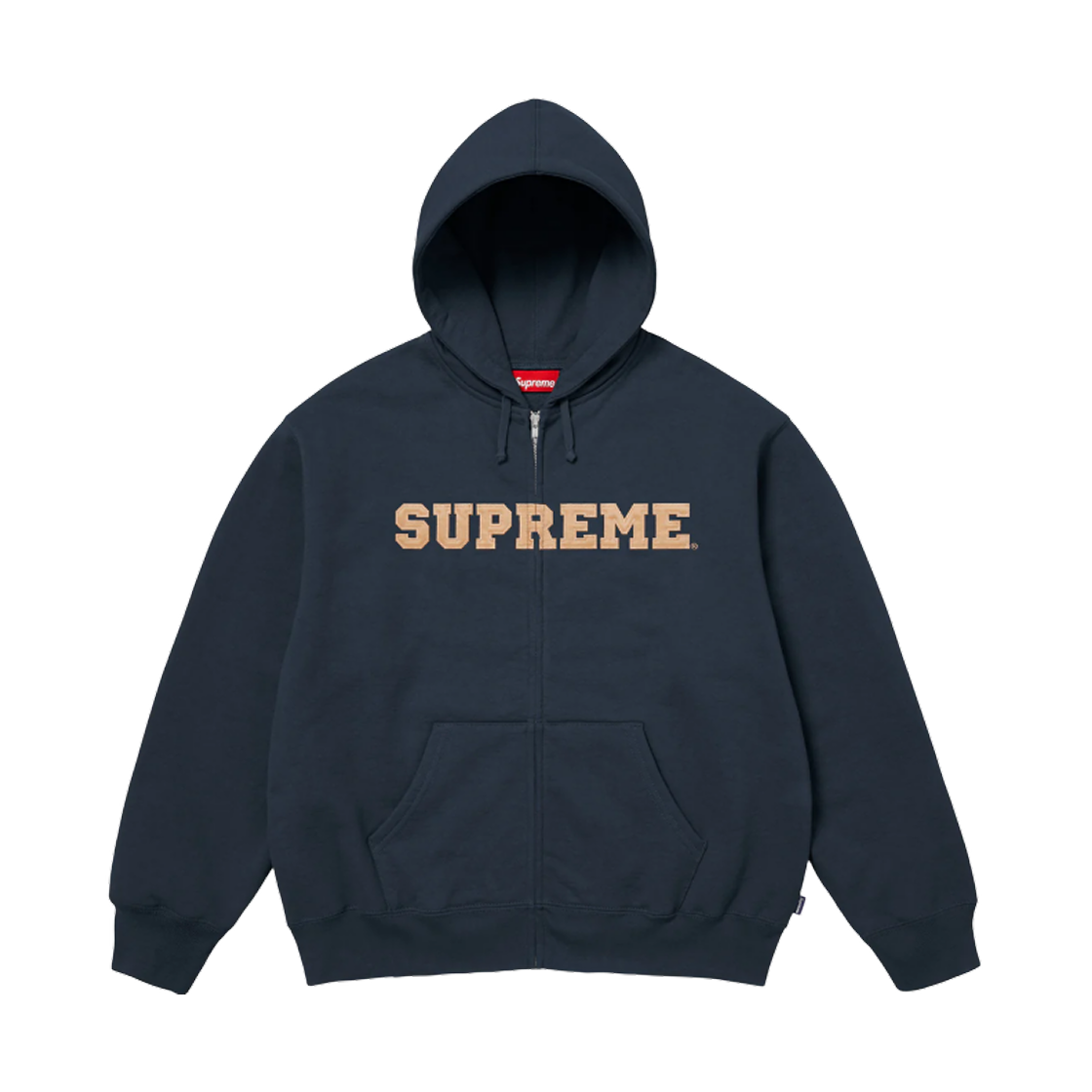 - Supreme Collegiate Applique Zip Up Hooded Sweatshirt Navy - 25FW