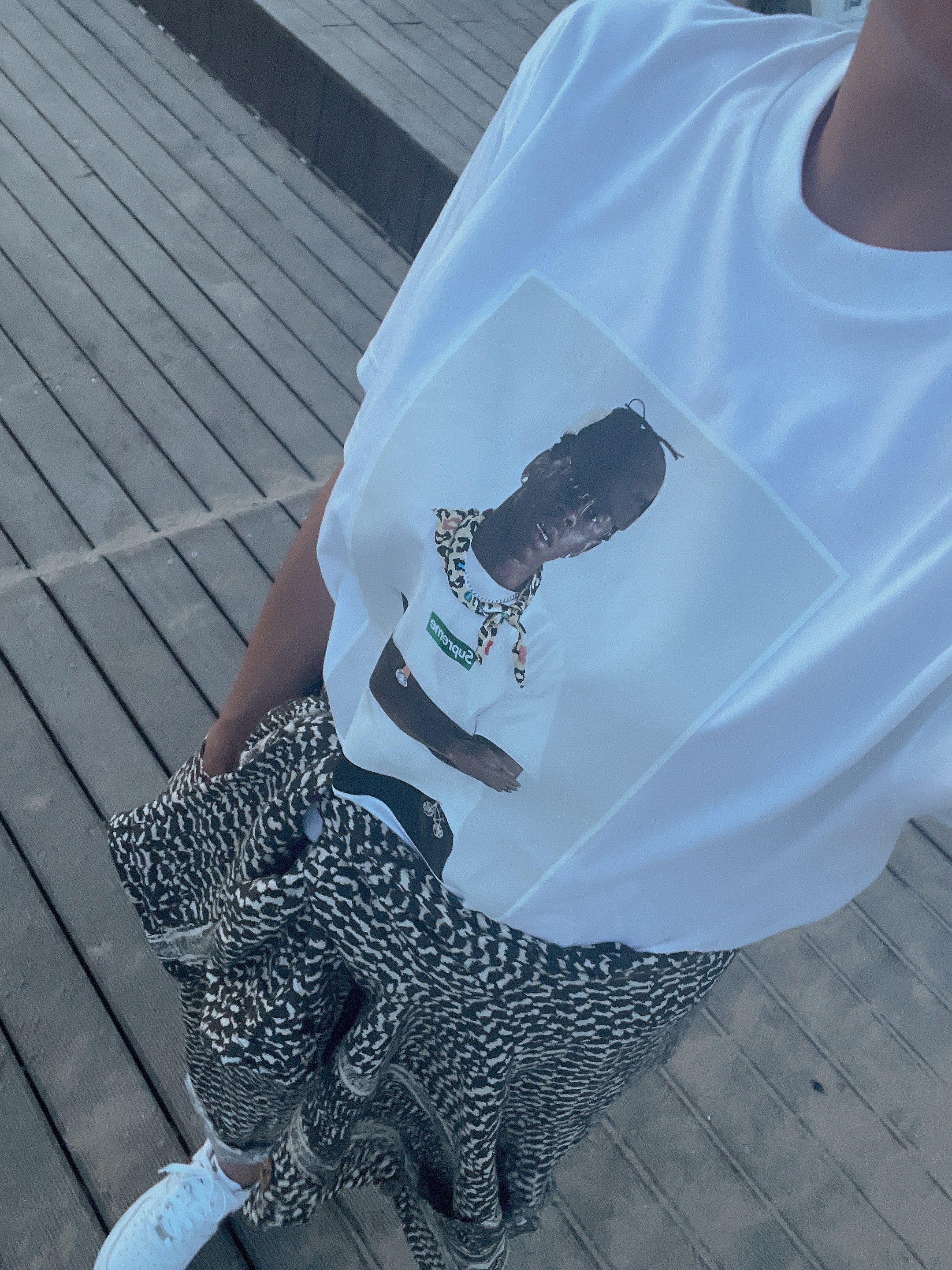 Supreme Tyler The Creator T-Shirt White - 24FW, Nike x Supreme x GOODENOUGH Air Force 1 Low White - 25SS 착용 스타일 - 3