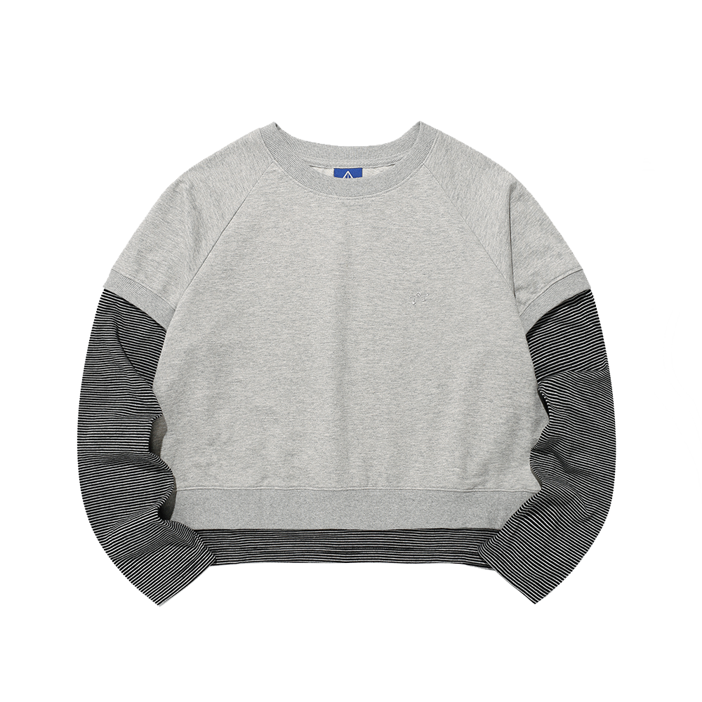 이스트쿤스트 레이어드 래글런 스트라이프 롱슬리브 티셔츠 그레이(ISTKUNST Layerd Raglan St LS Tee Grey)