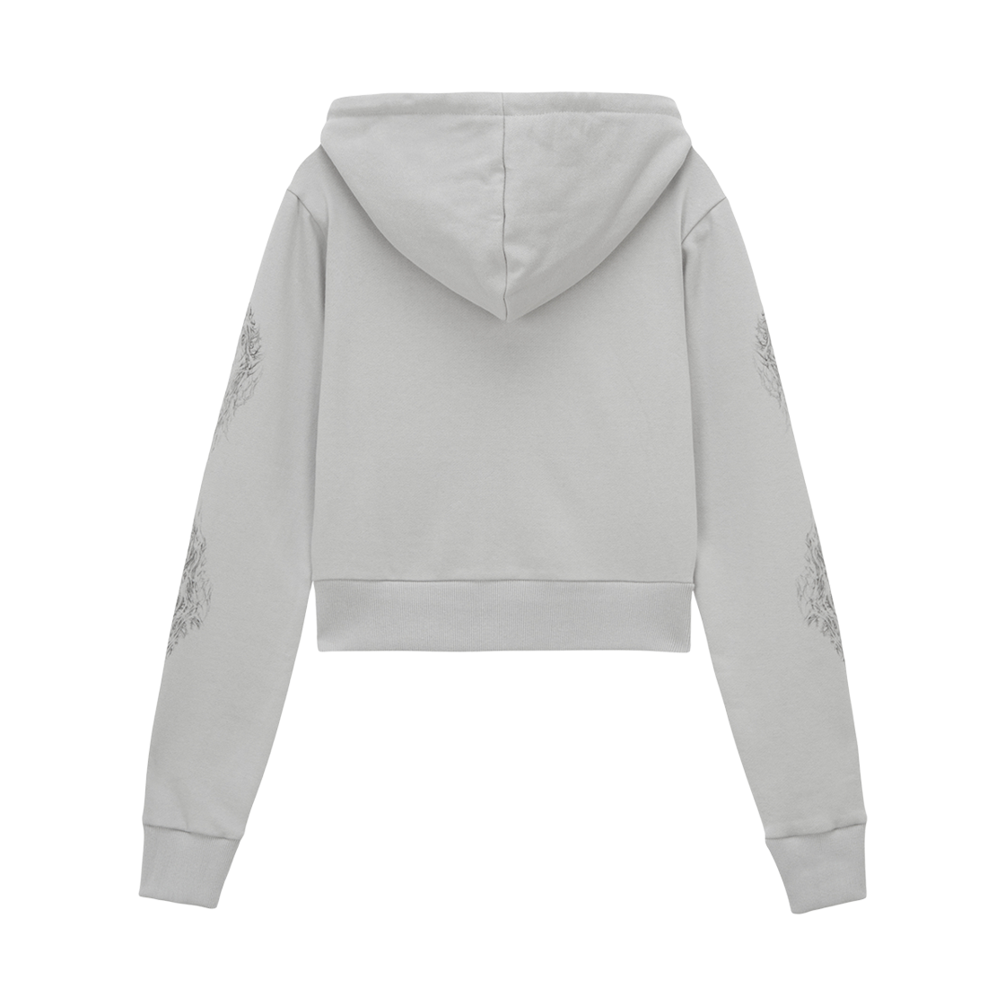 (W) 허그유어스킨 스컬리 크롭 후드 집업 그레이((W) hugyourskin Skully Crop Hoodie Zip-Up Gray) - 2