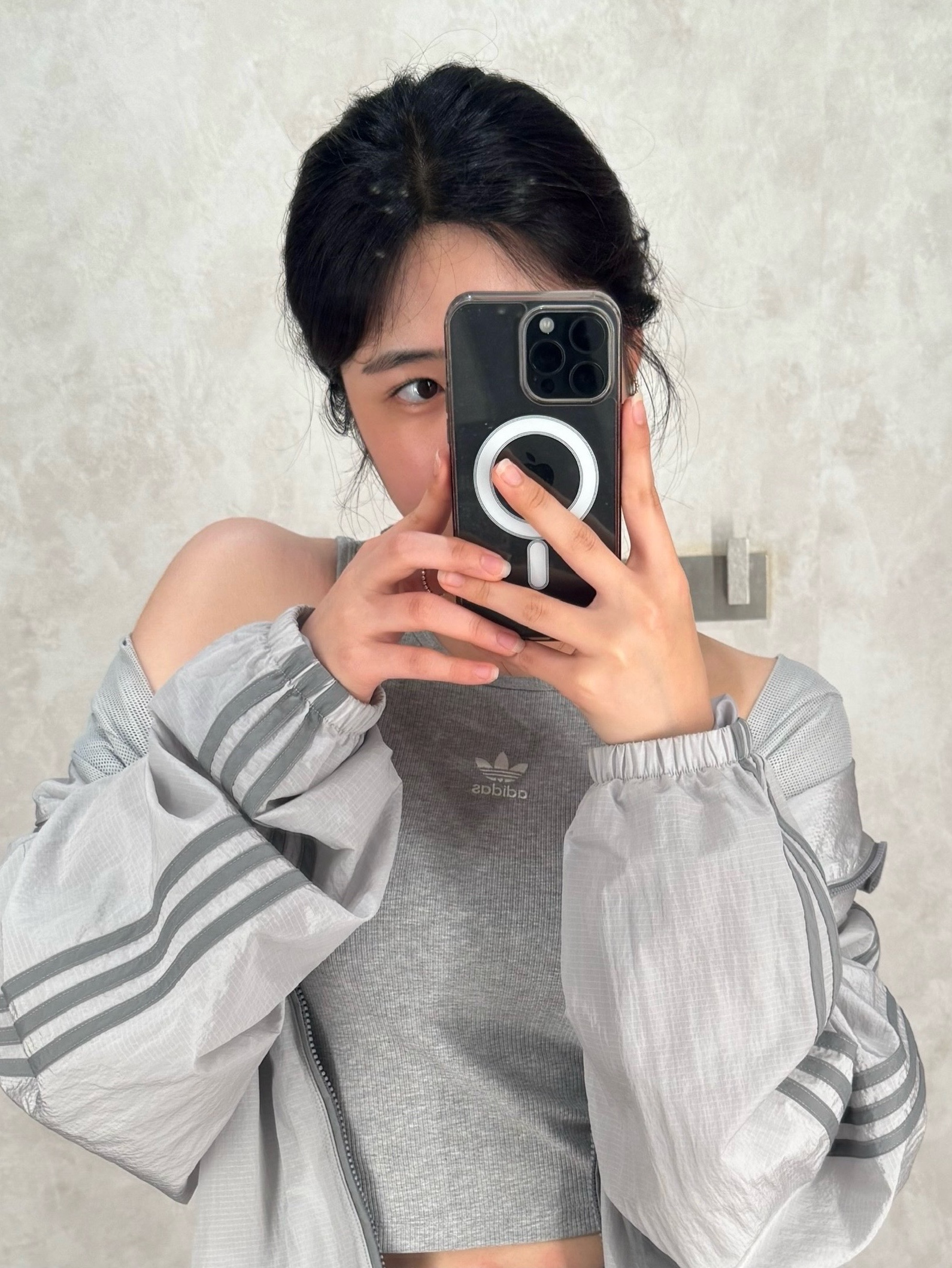 Adidas Adicolor 2000s Woven Track Top Grey Two Grey Three - US Sizing, Adidas Adicolor 2000s Woven Track Top Grey Two Grey Three - KR Sizing 착용 스타일