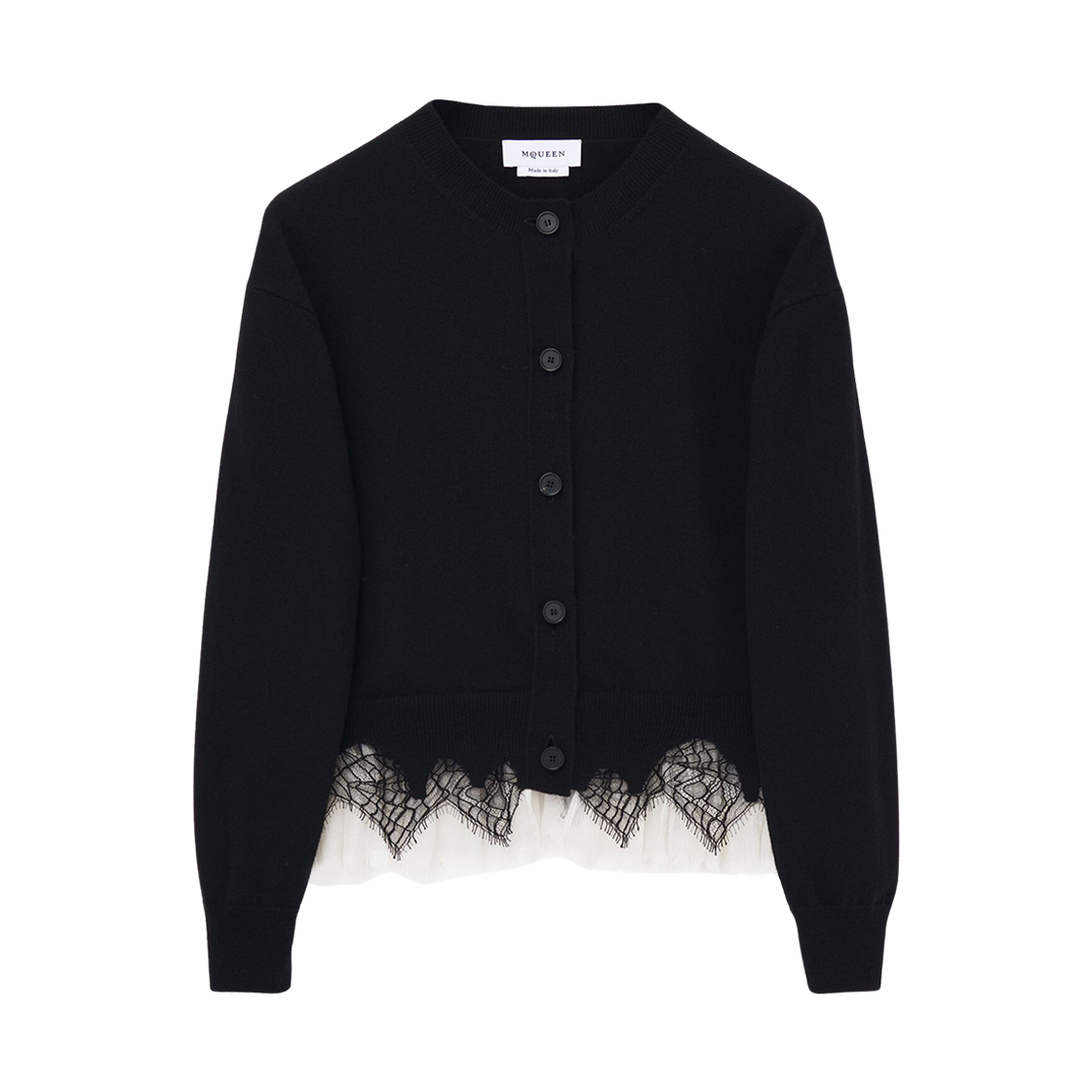 (W) 알렉산더 맥퀸 콥웹 레이스 점퍼 블랙 아이보리((W) Alexander McQueen Cobweb Lace Jumper Black Ivory)
