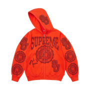 Supreme Knowledge Reigns Zip Up Hooded Sweatshirt Orange - 25FW