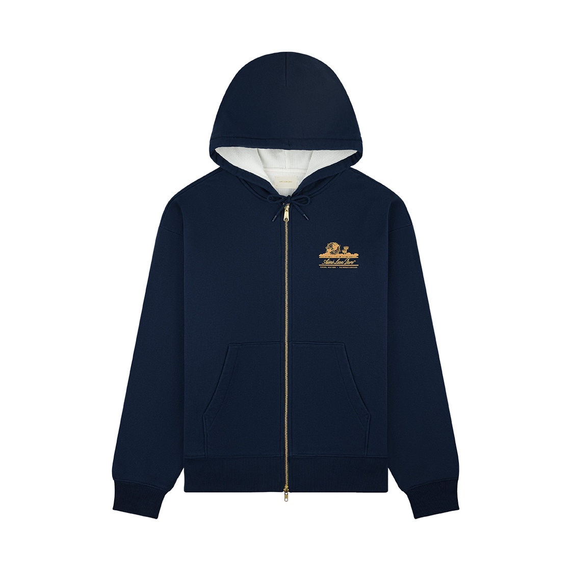 - Aime Leon Dore Unisphere Waffle Lined Full-Zip Hoodie Navy Blazer