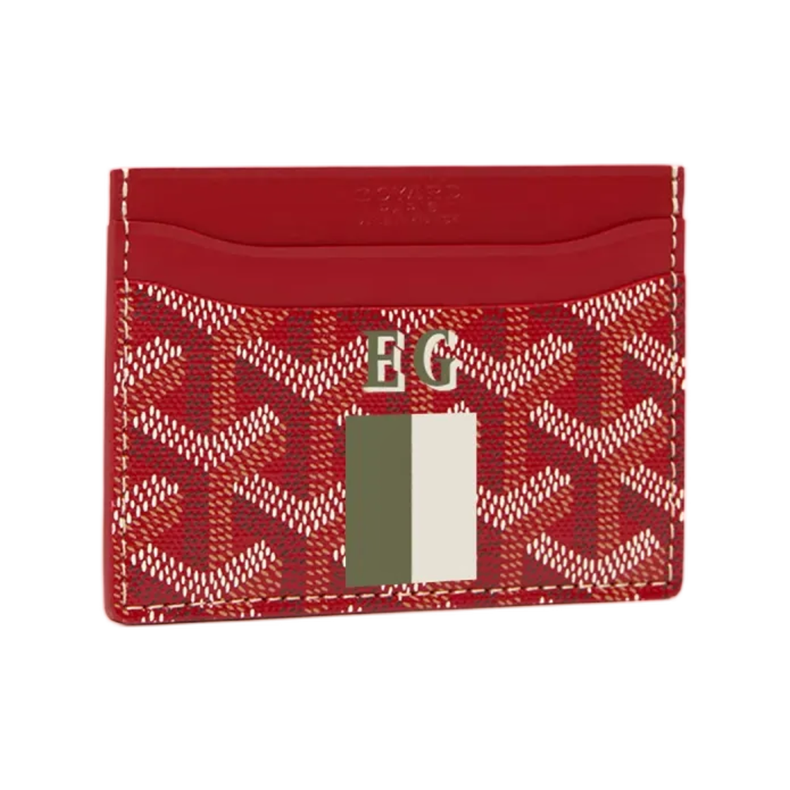 고야드 생쉴피스 카드 월렛 스트라이프 앤 이니셜 레드(Goyard Saint Sulpice Card Wallet Stripes and Initials Red) - 1